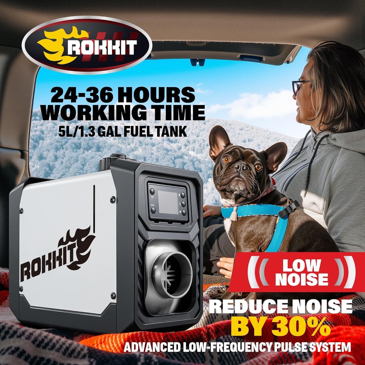 ROKKIT 8KW Diesel Heater, 110V/12V All-in-One Diesel Air Heater, Portable Diesel Heater with LCD Monitor & Remote Control