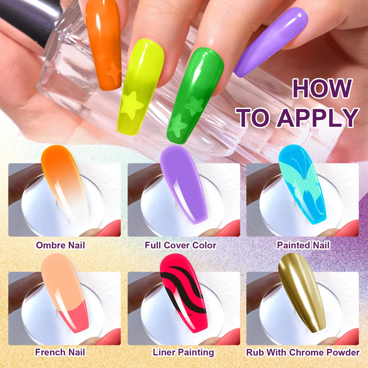 U-Shinein Gradient Painting Gel, 9 Colors Ombre Gel Nail Polish Sponging for Pigment Pat French Manicure Soak Off UV Long-lasting High-glossy Home DIY Nail Salon Rainbow Candy(01)