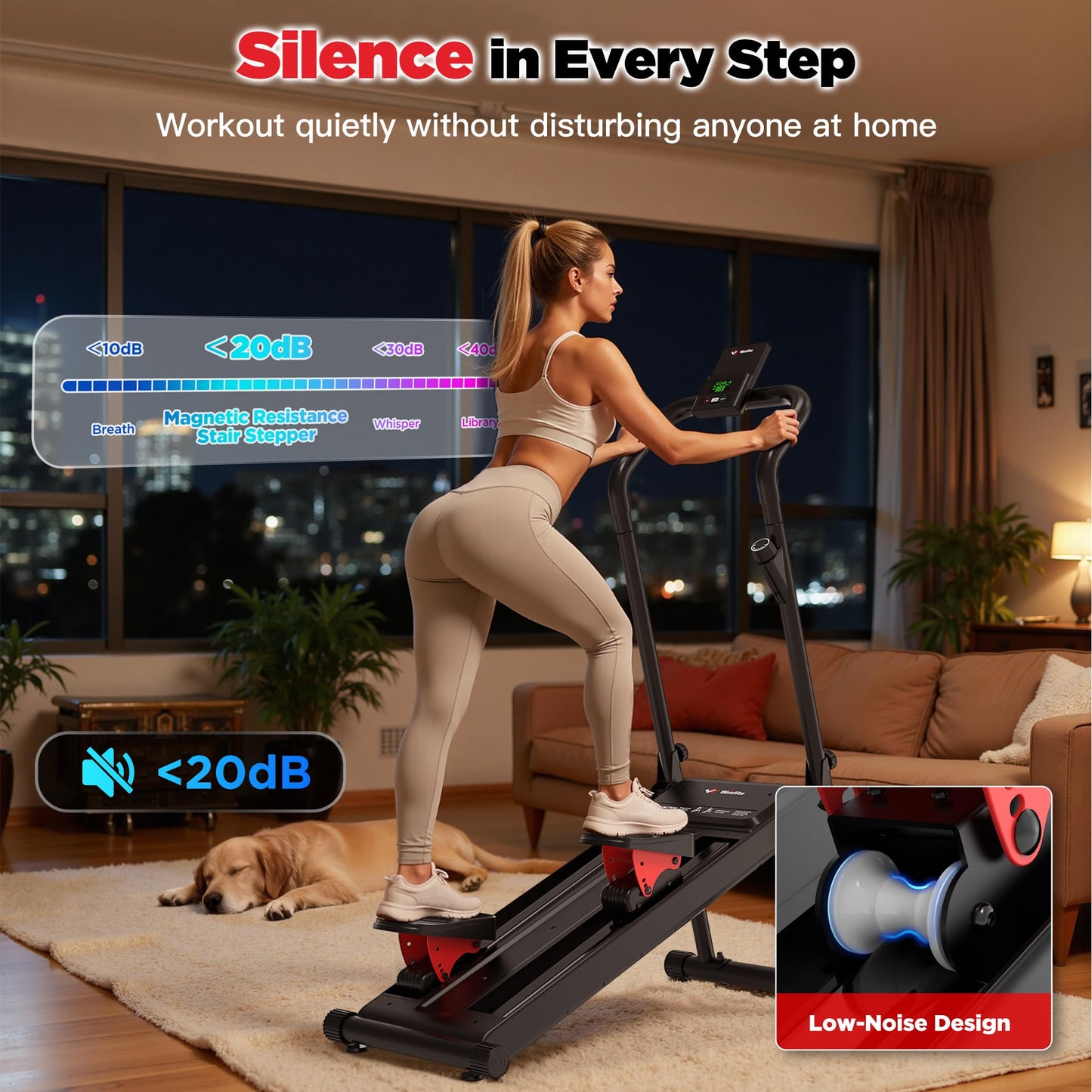 Magnetic Stair Stepper for Home, Folding Stairmaster with Resistance Adjustment, Folding Vertical Climber w/320 LBS Capacity,2 Incline Levels, 12'' Extended Pedal