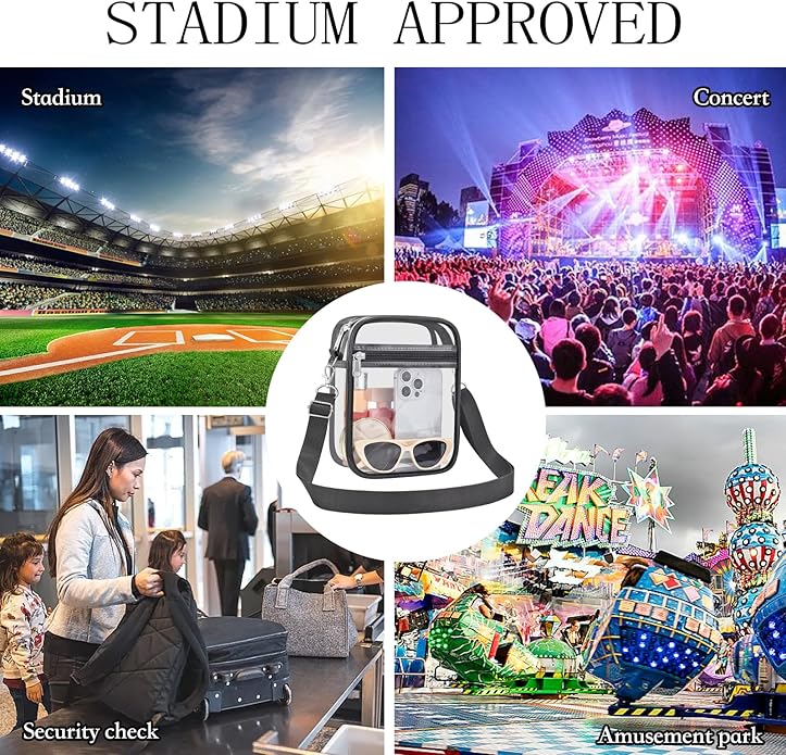 USPECLARE Clear Purse Stadium Transparent Messenger Bag Stadium Approved for Men and Women Clear CrossBody Bag