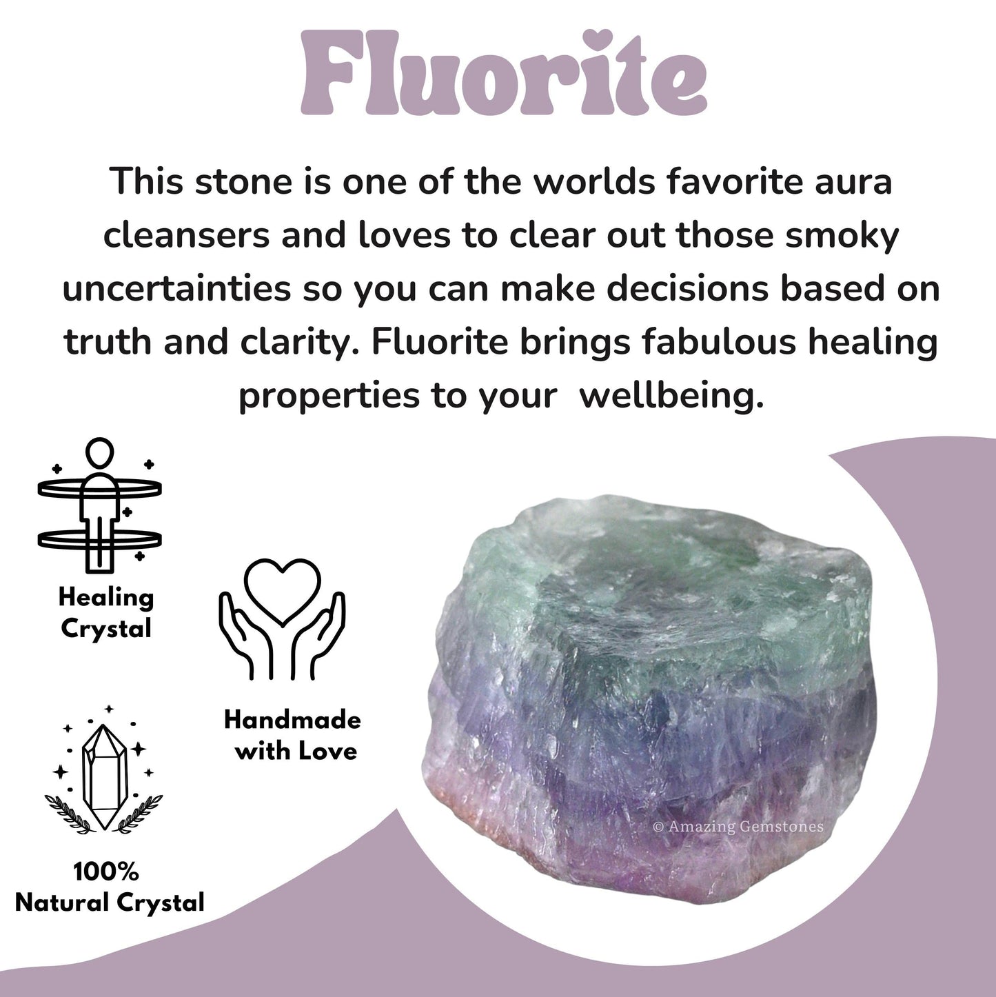 Amazing Gemstone Fluorite Raw Crystals and Healing Stones, Natural Rocks For Tumbling - DIY Raw Stones And Crystals (1 Piece)