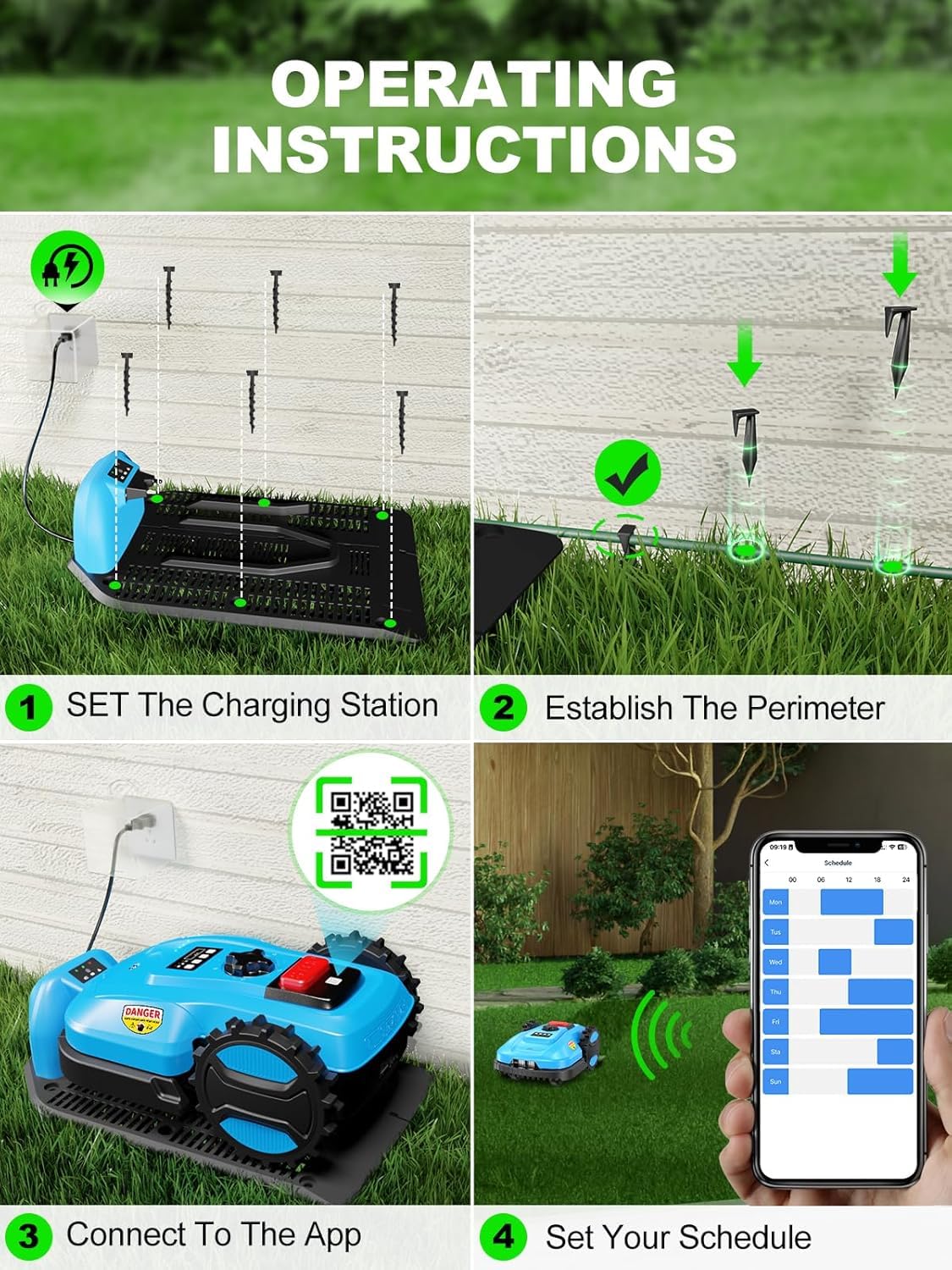 ACFARM Robotic Lawn Mower 1/2 Acre/21,000 Sq.Ft, Automatic Lawnmower for Lawn 47% Slope, Cut Height 0.8"-2.4", APP Control