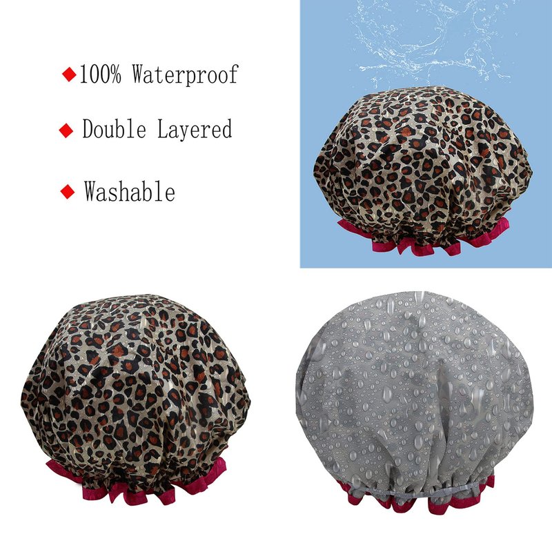 ZKLLGHE Shower Cap for Women,1 Pcs Shower Hat Waterproof-Double Layer-Reusable Elastic Bath Caps for Girls Spa Home Use,Hotel and Hair Salon …