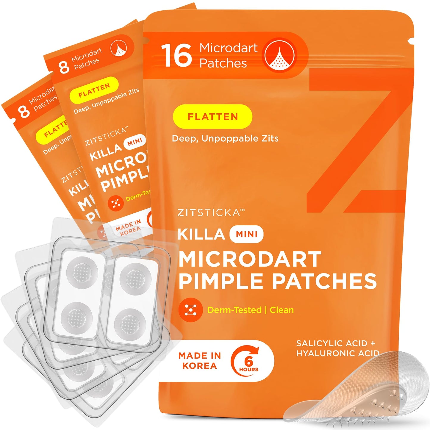ZitSticka Killa Microdart Pimple Patches for Face - Most Potent Pimple Patch with Fast-Acting Microdarts - For Deep, Early-Stage Zits with Salicylic Acid - Mini 16 Count