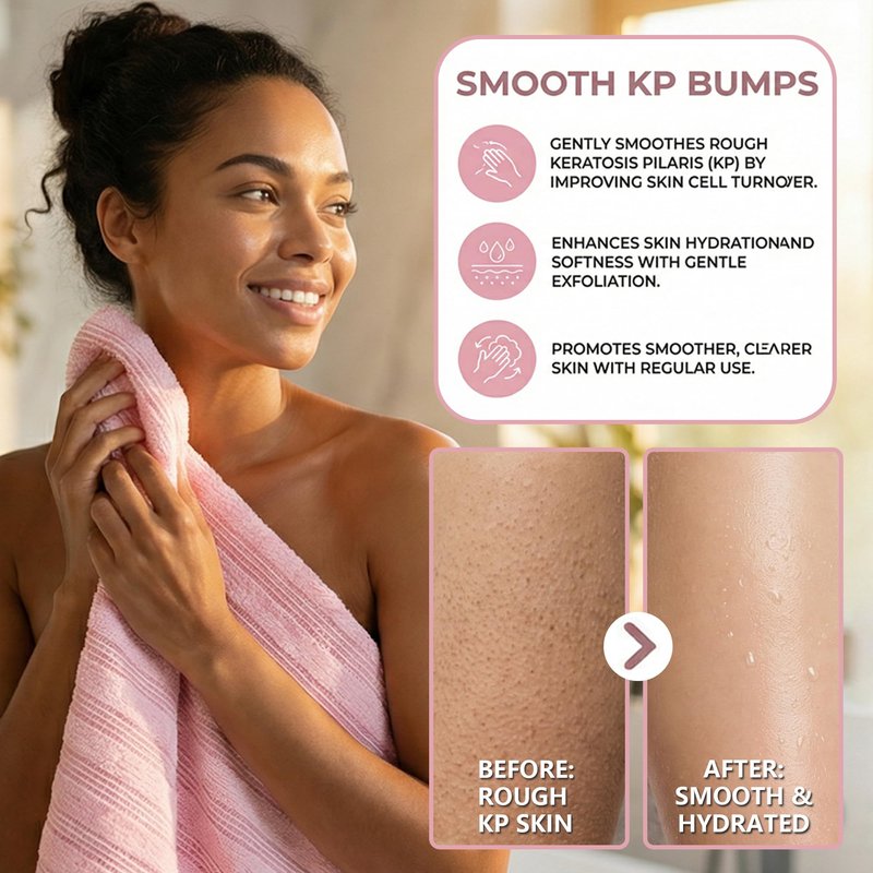 Thourevl Dual-Sided Exfoliating Shower Towel with Extra-Long Handle, Premium Body Scrubber for Back Exfoliation，Black and Pink (2-Pack)