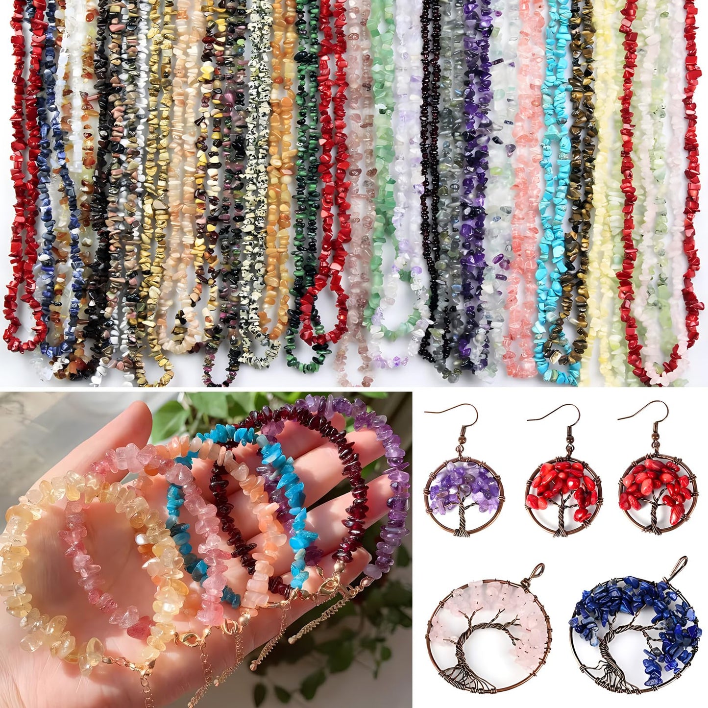 Natural Chip Stone Beads 450pcs Unakite Jasper Chips 5-8mm Genuine Real Irregular Healing Crystal Rocks Hole Drilled DIY Loose Gemstone Beads for Jewelry Making Bracelet Earrings Necklace Crafting