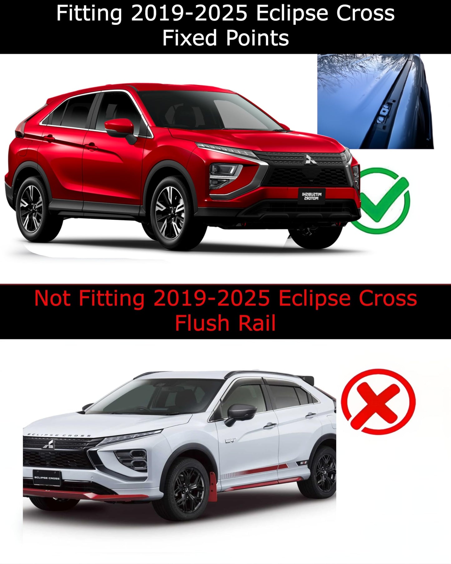 ROKIOTOEX Roof Rack CrossBars -Fit for 2018-2026 Eclipse Cross Bare Roof Fixed Point -Fits Panoramic Sunroof - 220LBs Load Bar - Lock Cap- Easy Install - Wind Noise Reduction Strip - Cheetah Silver