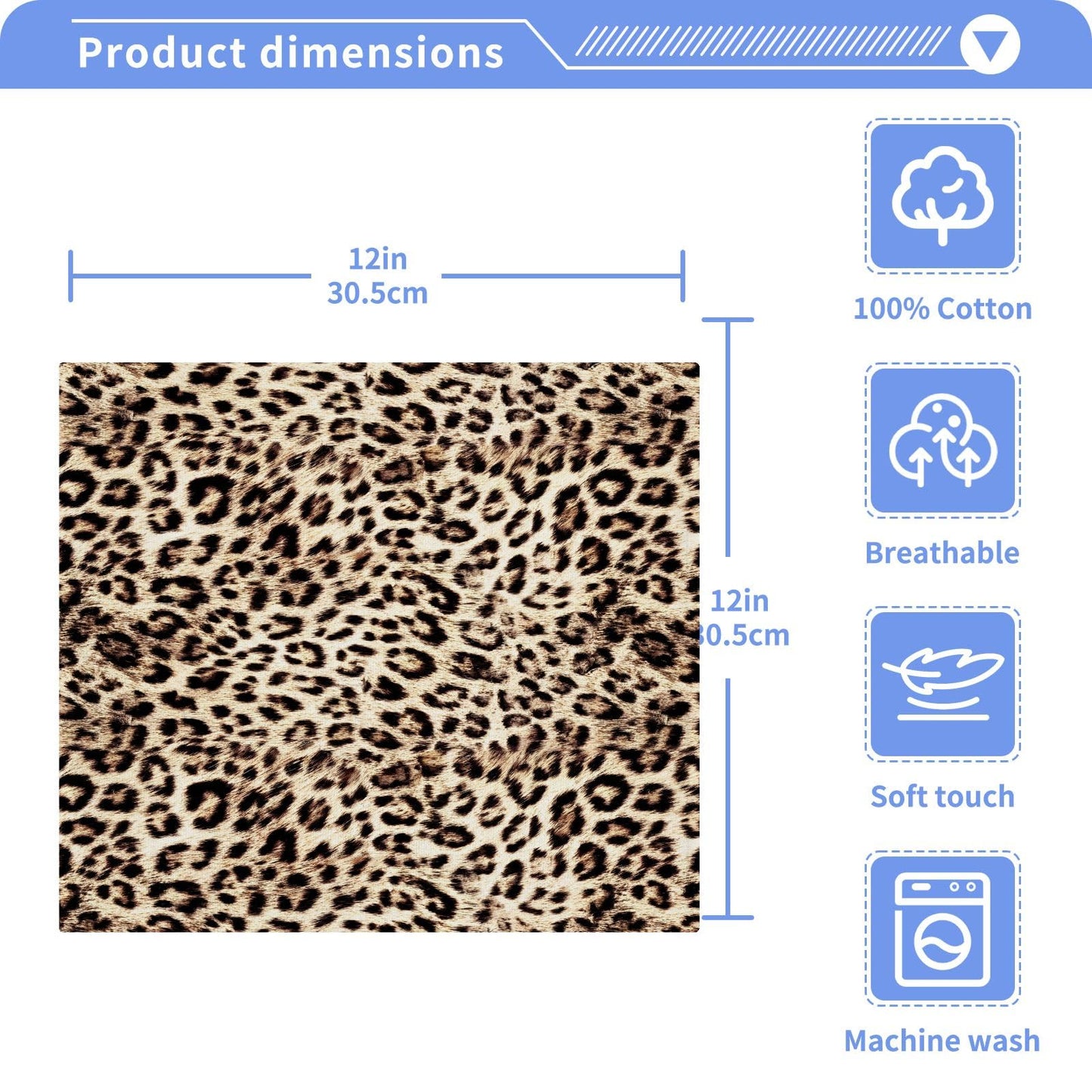 ALAZA Wash Cloth Set Animal Leopard Cheetah Print(20d1) - Pack of 6, Cotton Face Cloths, Highly Absorbent and Soft Feel Fingertip Towels