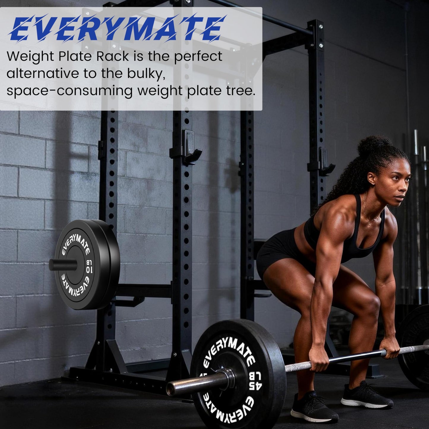 EVERYMATE Power Rack & Squat Rack Attachments Olympic Weight Plate Holder – Fits 3x3 Inch Tubes, 1" Hole – Bumper Plate Storage（4 pack）"