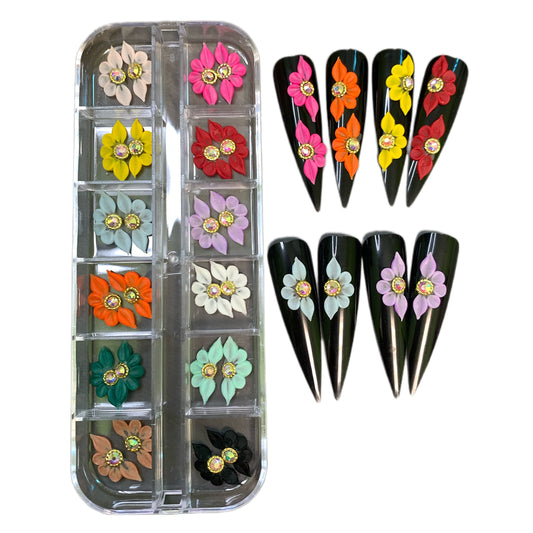 Set 24Pcs Poinettia-5P Flower Nails Charms- Enhance Your Artistic Projects with 3D Acrylic Flowers Handmade for Nail - Short & Medium Size | Exquisite Floral Accents for Desig (Poinettia (5 Petals))