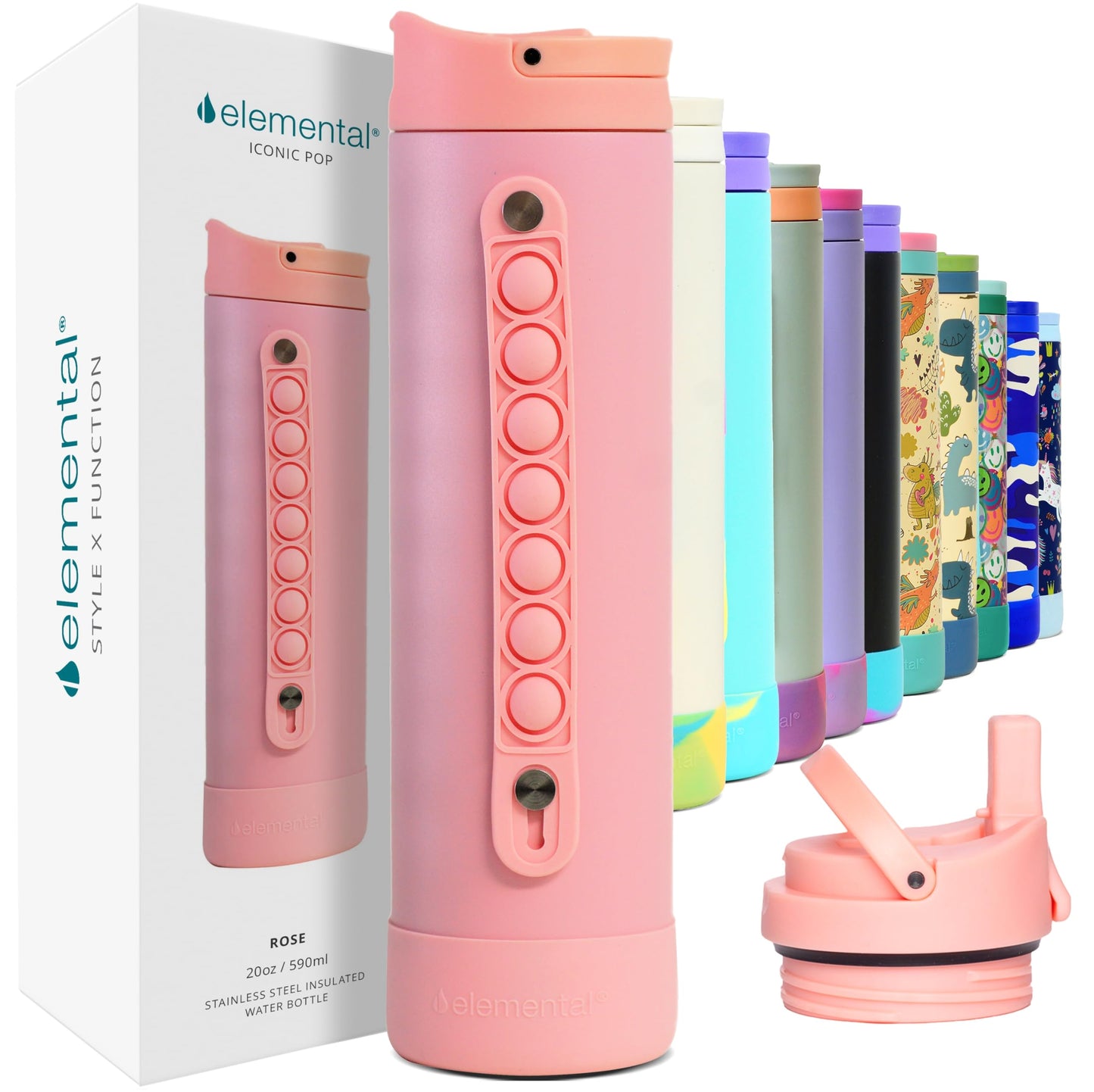 Elemental Iconic Kids 14oz, Iconic Kids 20oz, Artisan Tumbler 16oz, Commuter 40 oz Tumbler, 10 oz Tumbler - Rose