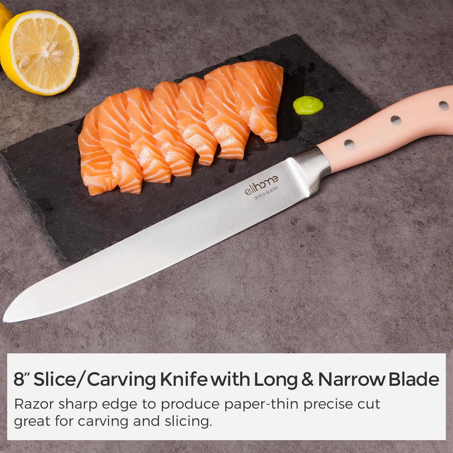 Elihome 4-piece Premium Dishwasher Safe Cutting Board Set with 5-piece Premium Stainless Colorful handle Steel Knife Set