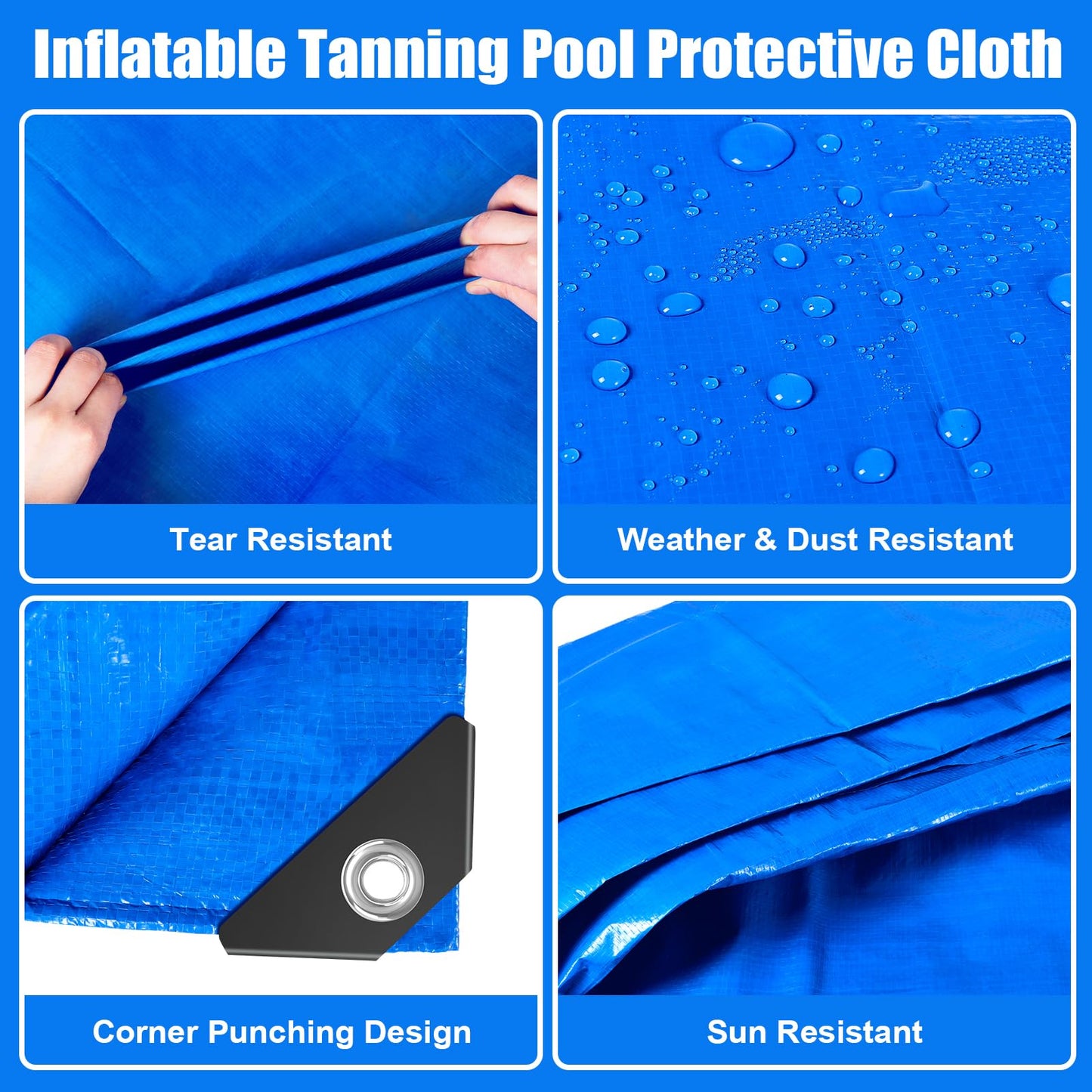 Protection Tarp for Inflatable Tanning Pool Lounger Float 86.6"x62.9" Adults Pool Floats Pad Rectangle Inflatable Pool Liner Pad for Sunbathing Water Bed Lounge Tanning Chair Thickened Mat
