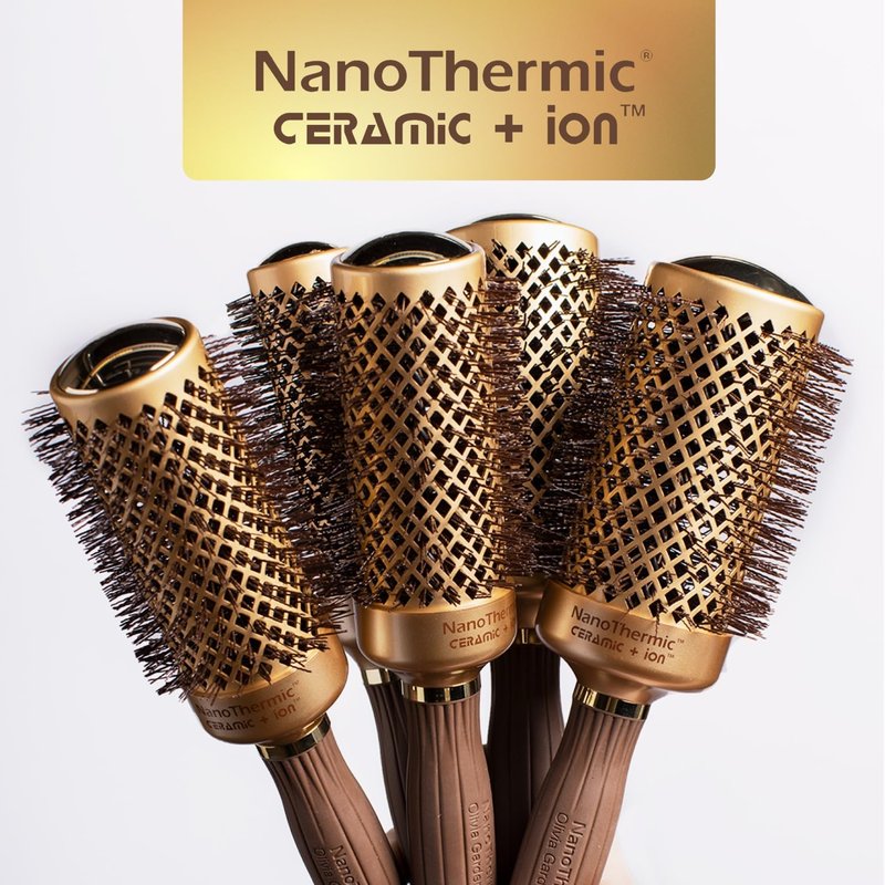 Olivia Garden NanoThermic Ceramic + Ion Round Thermal Hair Brush - Not Electrical - Professional Blowout Brush for Normal to Thick Hair, NT-64 2 3/4"