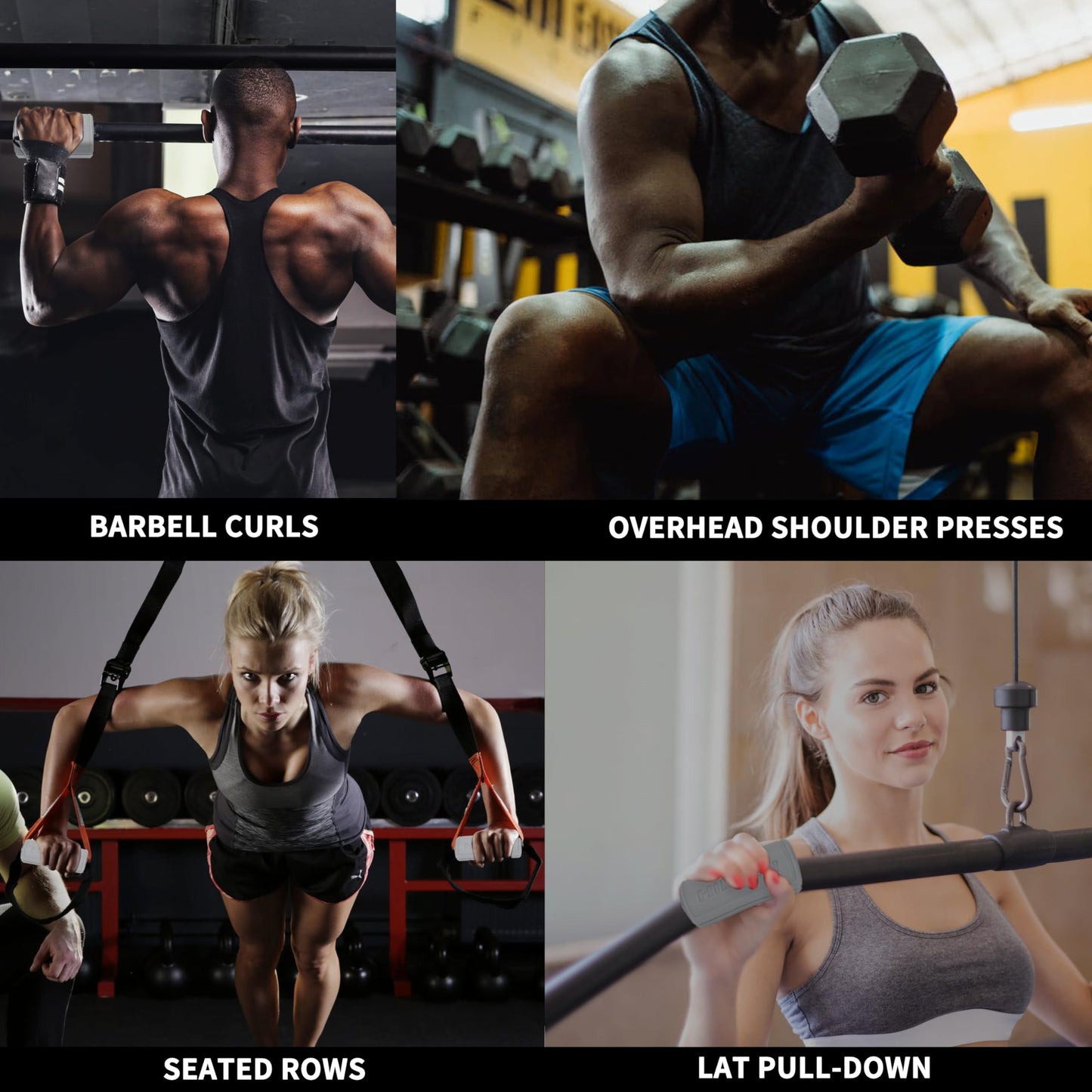 Hikeen Thick Bar Dumbbell Grips, Non Slip Hard Rubber Barbell Grips for Weight Lifting, Muscle Building - 2.75" Outer Diameter"