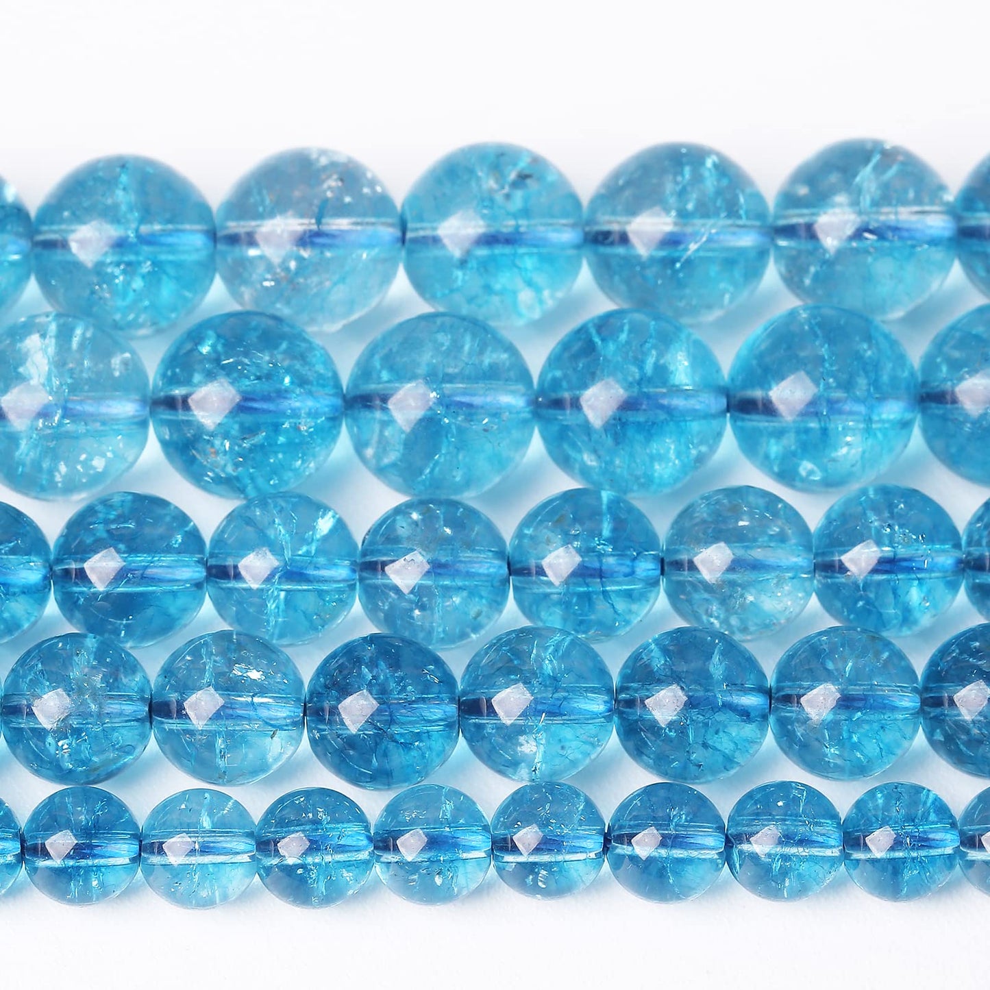 60PCS 6MM Beads Blue Crystal Quartz Gem Energy Crystal Healing Jewelry Making Natural Stone Beads DIY (Blue Crystal, 6MM)