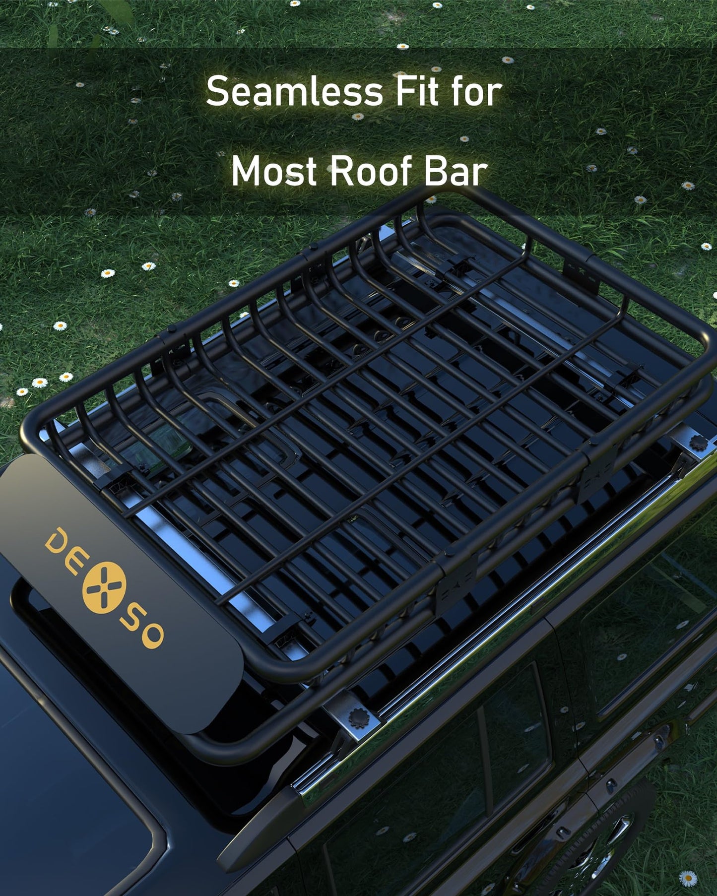 64" x 39" Universal Roof Rack Basket, 200 Lbs Capacity Rooftop Cargo Carrier Basket with 21 Cubic Feet (52" x 39" x 18") Waterproof Luggage Bag, for Suvs, Trucks, Vehiclesor Suvs, Trucks, Vehicles