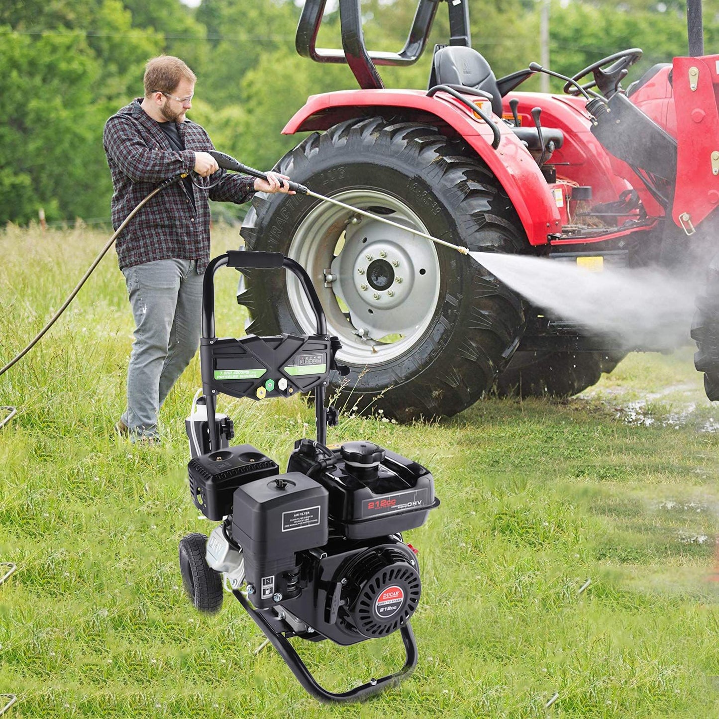 Imdot Gas Pressure Washer 4200PSI 4.0GPM Power Washer Gas Powered with 212CC Engine, 5 Tips, 25ft Hose, Soap Tank, Powerwashers for Home Cars, Black