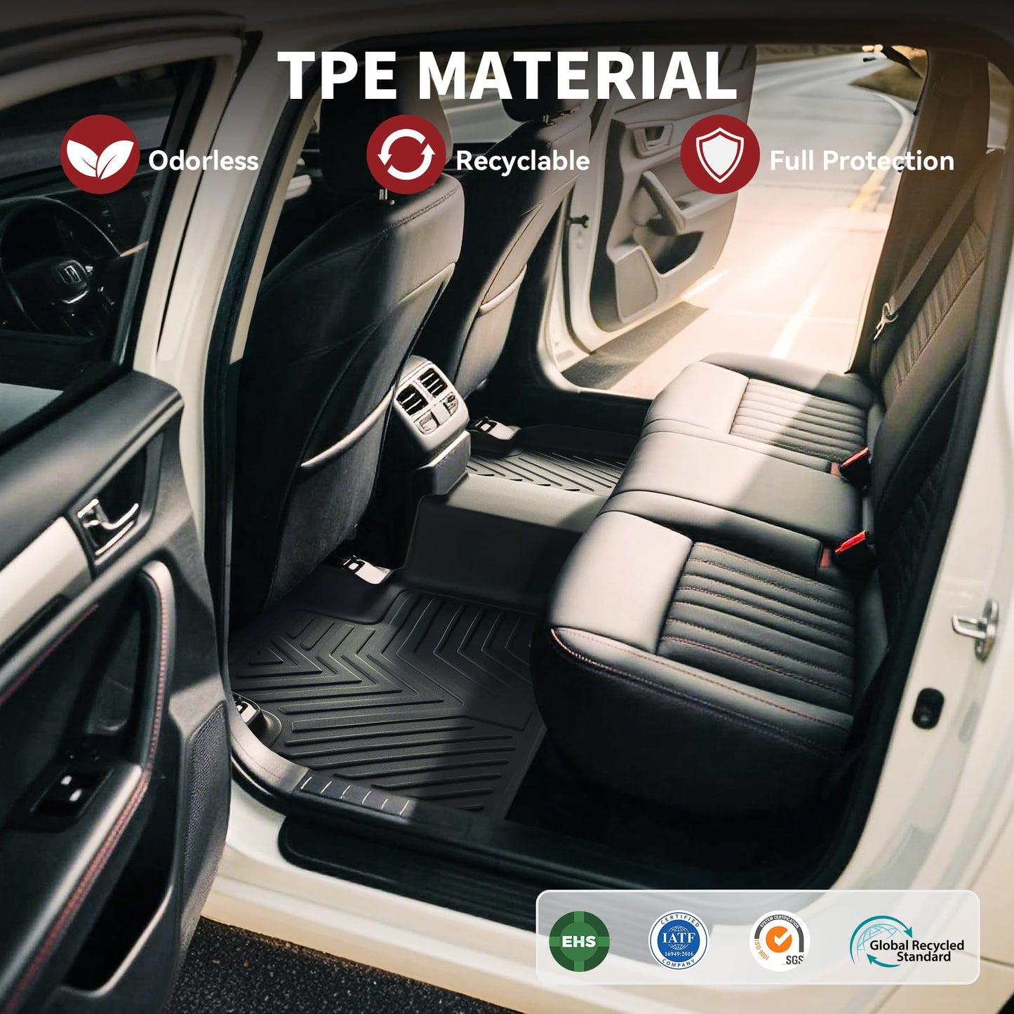YITAMOTOR Floor Mats Compatible with 2017-2026 Chrysler Pacifica 7 or 8 Passenger Model (No Hybrid Models), Included 3 Row All Weather Protection TPE Floor Liner Set, Black