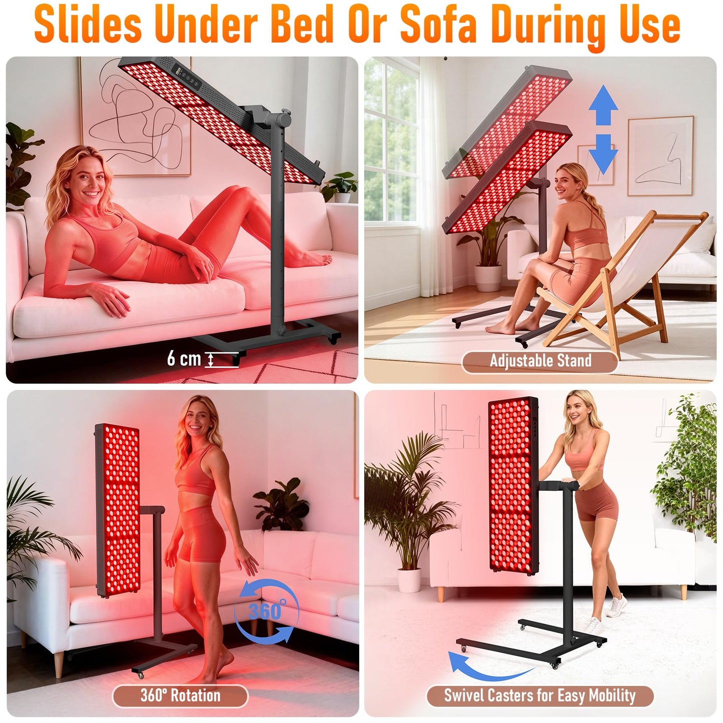 Red Light Therapy for Body and Face, 300LEDs for Home Use,630nm 660nm 810 nm 830nm 850nm Near Infrared Light Panel with Adjusteble Stand and Timer (Black)