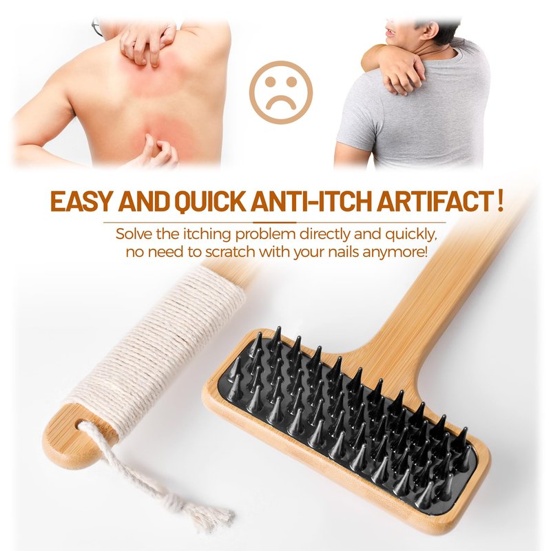 NURENDER Back Scratcher for Men, 22''Extra Long Handle Bamboo Back Scratcher, 2 in 1 Back Massager and Body Scratcher, Gentle Relief for Adults, Pregnancy, Elderly, Gift for Fathers.