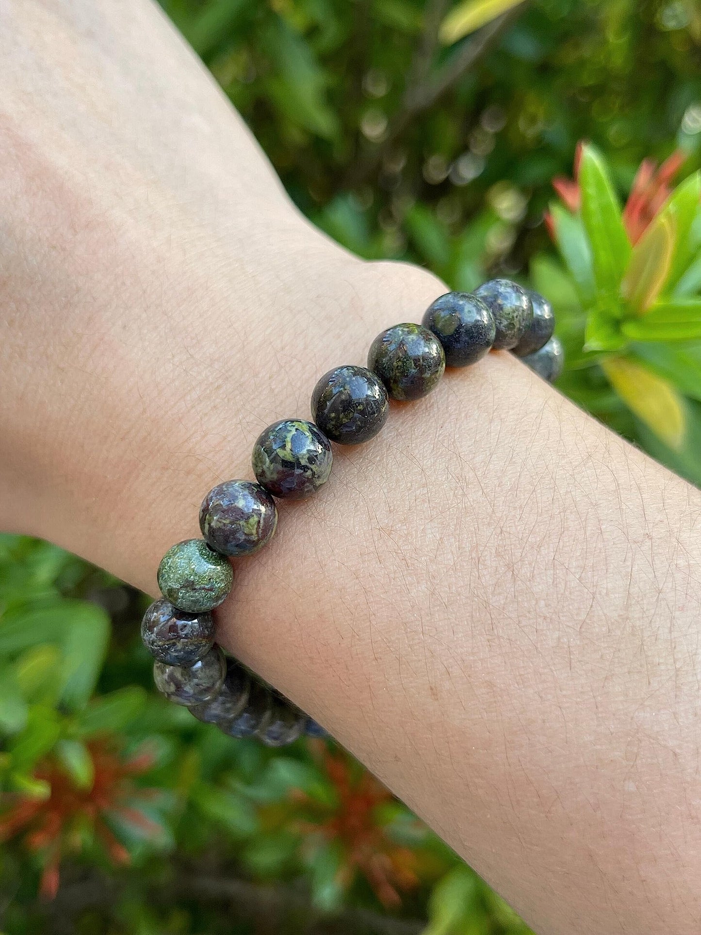 GAF TREASURES Dragons Blood Jasper Crystal Bead Bracelet 8mm, Genuine Dragons Blood Jasper Stretch Gemstone Bracelet, Healing Crystal Bracelet, Gift for Men & Women (1)