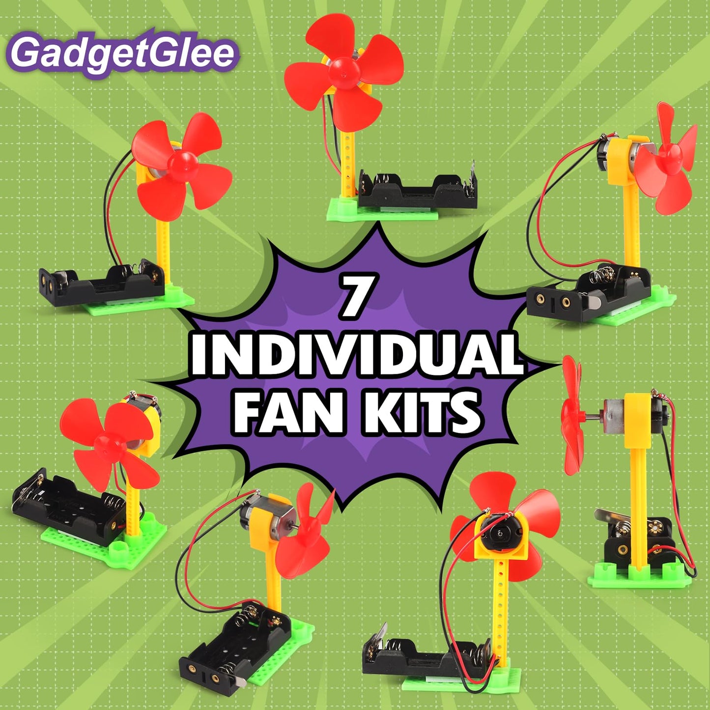 STEM Toys Science Kits, 7 Bulk Electric Circuit Kit for Kids Classroom, STEAM Activities Crafts Electrical Experiment 2nd 4th 5th Grade STEM Gifts, Build a Fan Activity Projects School Party Favors