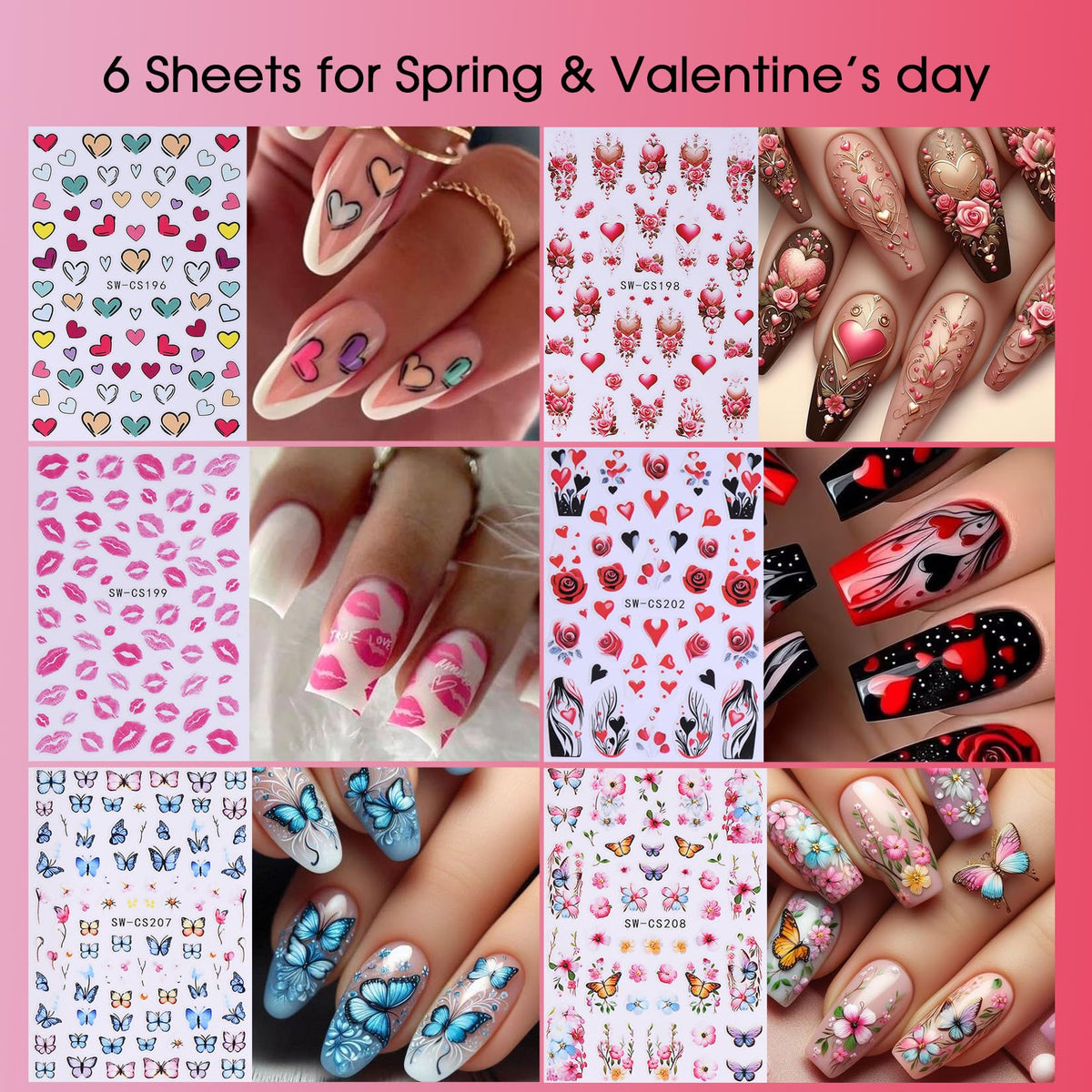 Holiday Nail Art Stickers Decals 30 Sheets 3D Seasonal Stickers for Nails with Tweezers Self-Adhesive Manicure Decoration Nail Supplies for Christmas Valentine Halloween St. Patrick's Day Easter