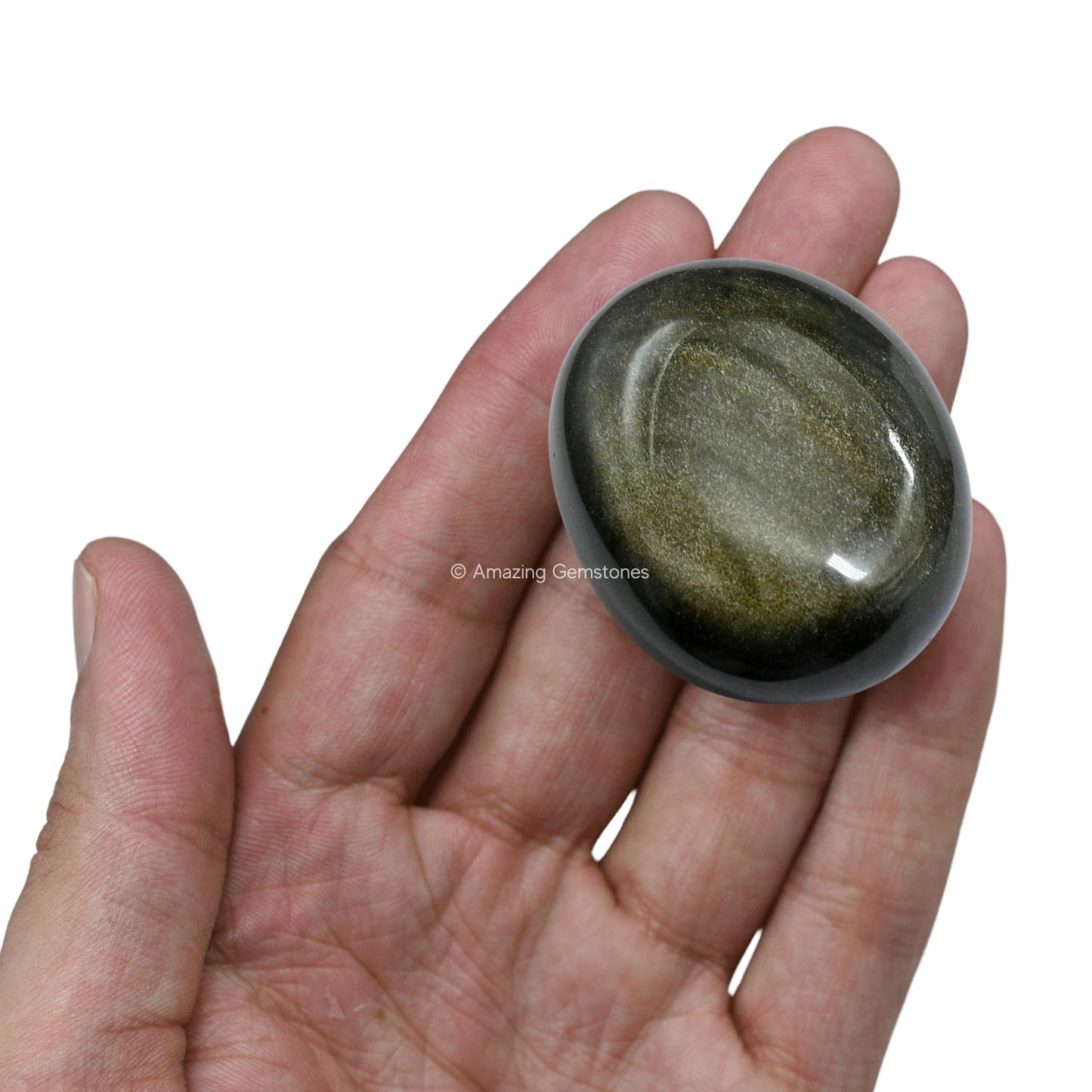 Amazing Gemstone Golden Sheen Obsidian Crystals and Healing Stones - Large Palm Stone Crystals Piedra - Crystal for Good Luck, Positive Energy, Meditation - Unique Stocking Stuffers, Gifts for Women