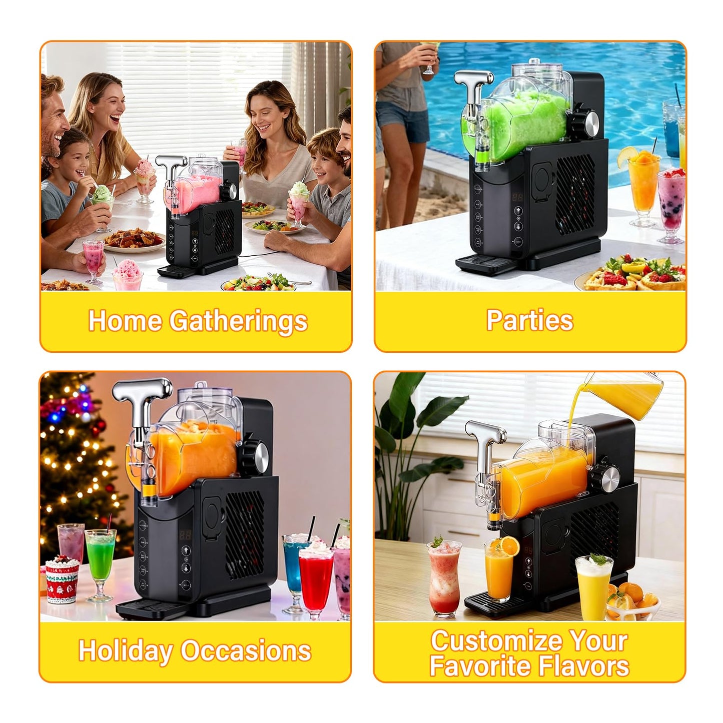 FNOONXY 2-in-1 smoothie/soft ice cream machine, 57oz Frozen Drink Maker, 5 Preset Modes, Auto-Cleaning, No Ice Needed, for Milkshakes, Margarita Slushies & Frozen Beverages