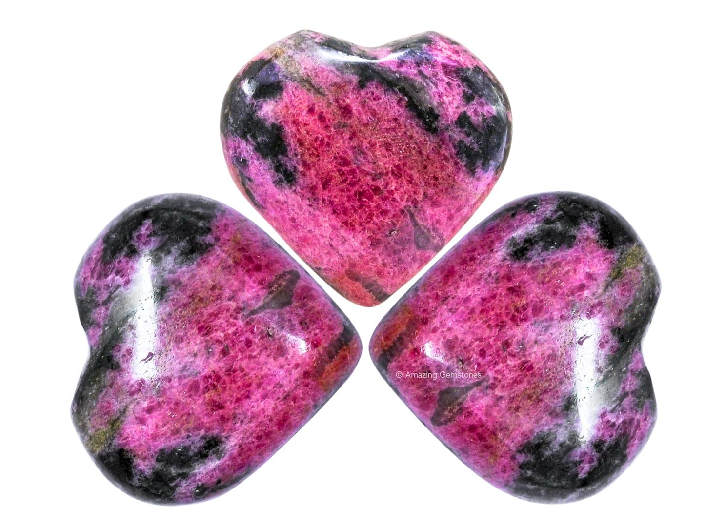 Rhodonite Crystal Heart Palm Stone - Pocket Massage Worry Stone for Natural Body Chakra Balancing, Reiki Healing and Crystal Grid