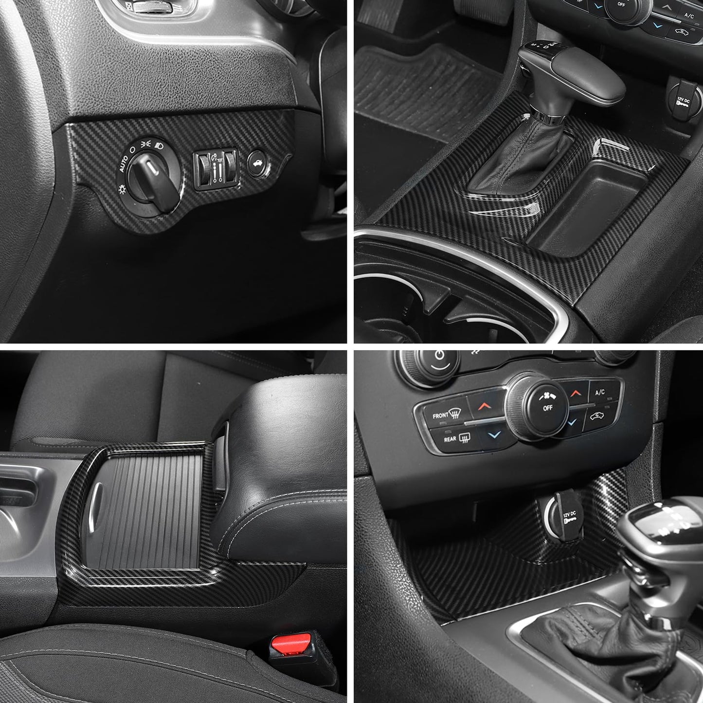 RT-TCZ Carbon Fiber Interior Trim Kit Cover Center Console Decoration Accessories for Dodge Charger 2015-2025,20PCS