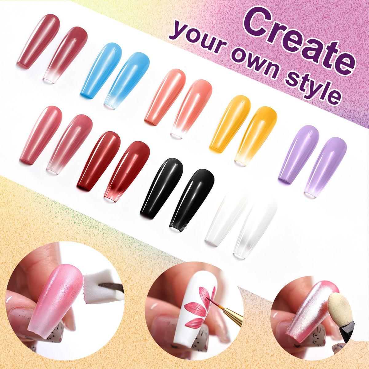 U-Shinein Gradient Painting Gel, 9 Colors Ombre Gel Nail Polish forPigment Pat Aura Nails French Manicure Soak Off UV Long-lasting Home Salon DIY Nail Art Victorian Oddity Color