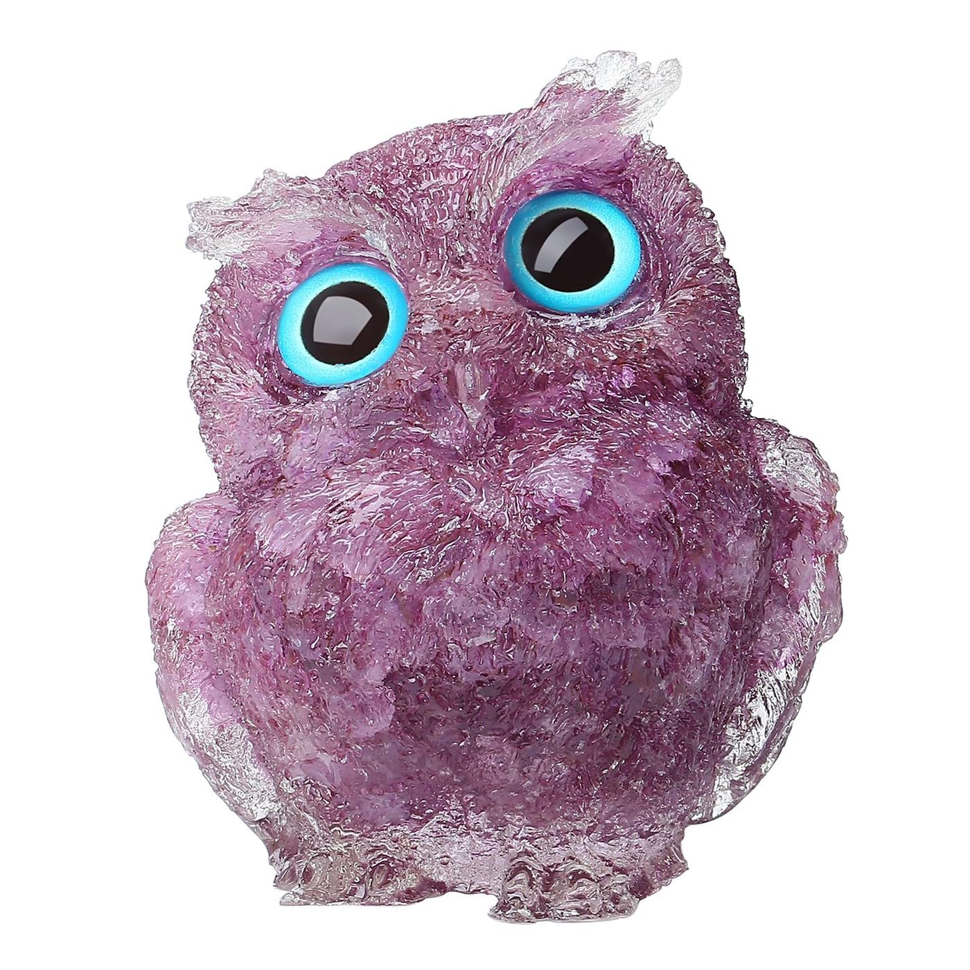 LAIDANLA Amethyst 2.4" Owl Statue Natural Healing Crystal Cute Owl Animal Purple Figurine Pocket Sculpture Reiki Spiritual Energy Gemstone Home Office Room Desk Decor Gifts for Women Men