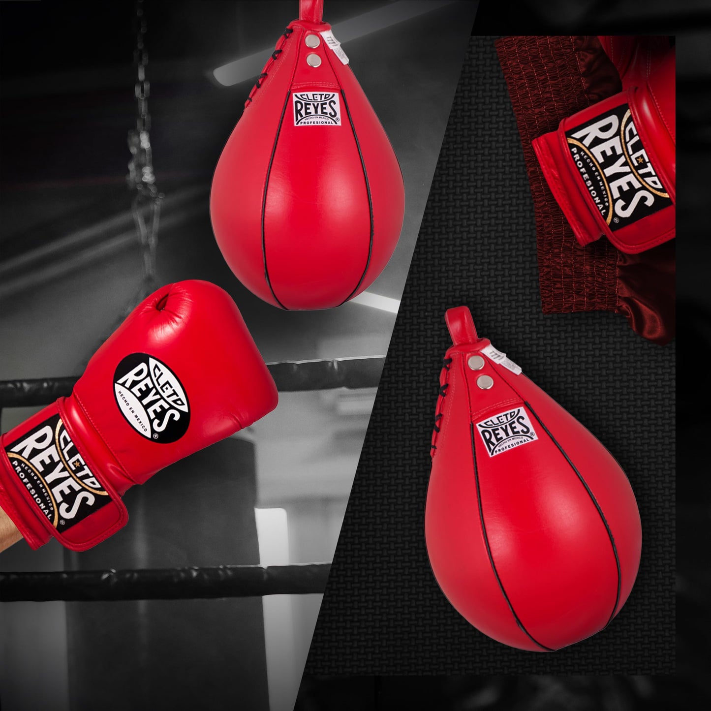 CLETO REYES Platform Leather Punching Speed Bag for Boxing, MMA, Muay Thai, Training Equipment, Classic Red, Mini