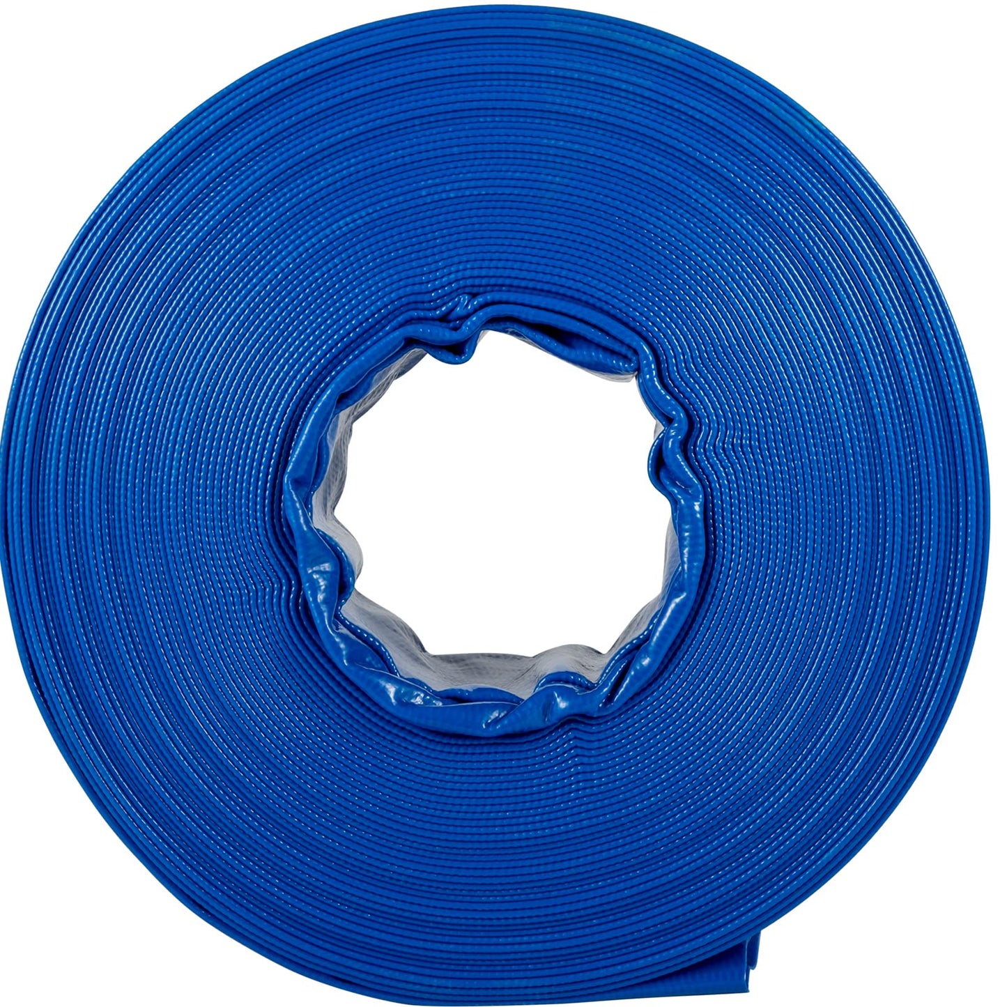 VEVOR Discharge Hose, 4' x 105', PVC Lay Flat Hose, Heavy Duty Backwash Drain Hose with Clamps, Weather-proof & Burst-proof, Ideal for Swimming Pool & Water Transfer, Blue
