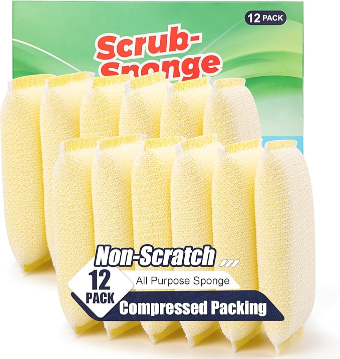 All-Purpose Non Scratch Spongesï¼Sponges Kitchen for Washing and Cleaning Dishes, Non-Stick Cookware,Premium Scrub and Scrubbersï¼Cleaning of Kitchen, Bathroom,and Household,12Pad