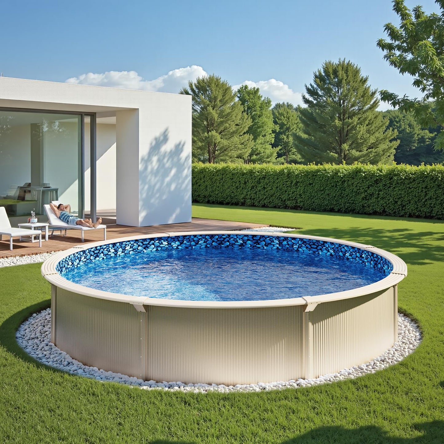 VEVOR 8-ft Round Above Ground Pool Liner, Overlap Pool Liners, Standard Gauge Vinyl, 48-to-54inch Wall Height, Designed for Steel Sided Above-Ground Swimming Pools
