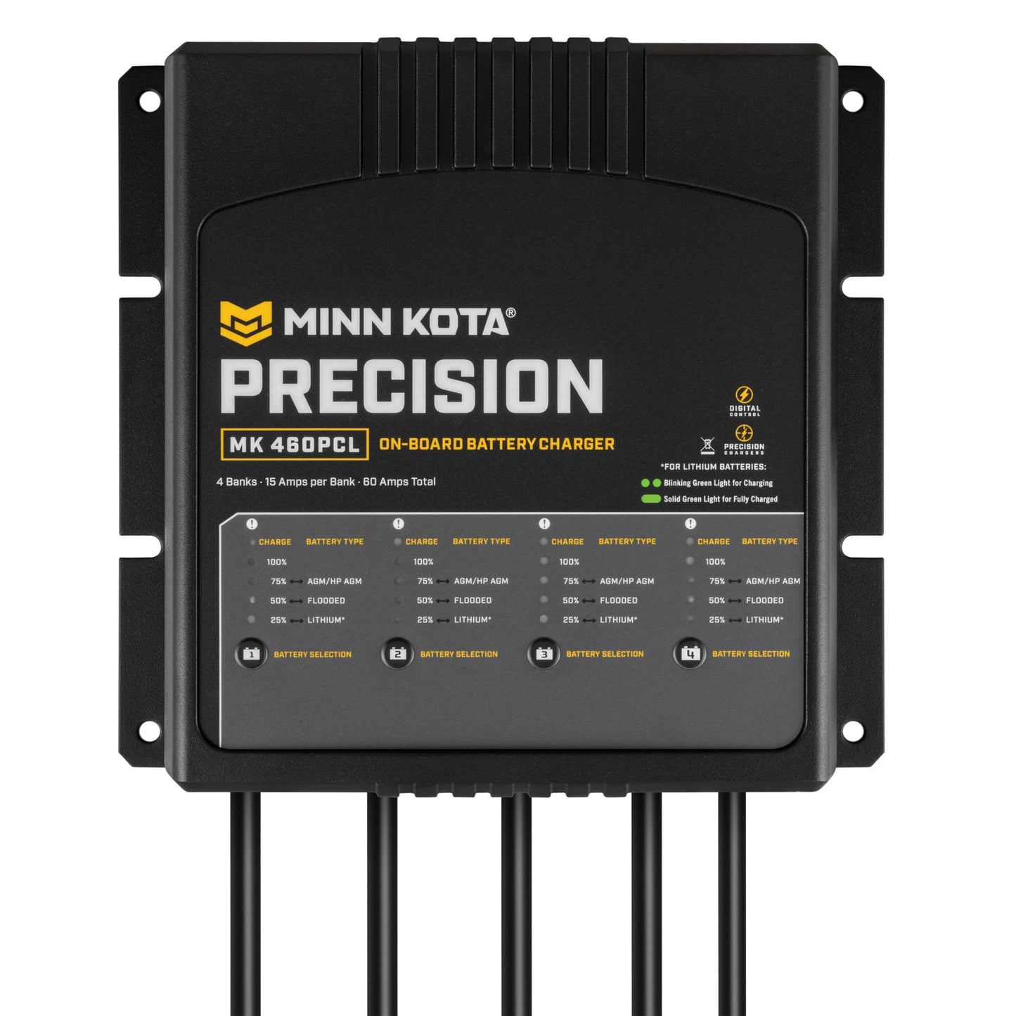 Minn Kota Precision MK-460PCL On-Board Marine Battery Charger – 4 Banks, 15 Amps Each