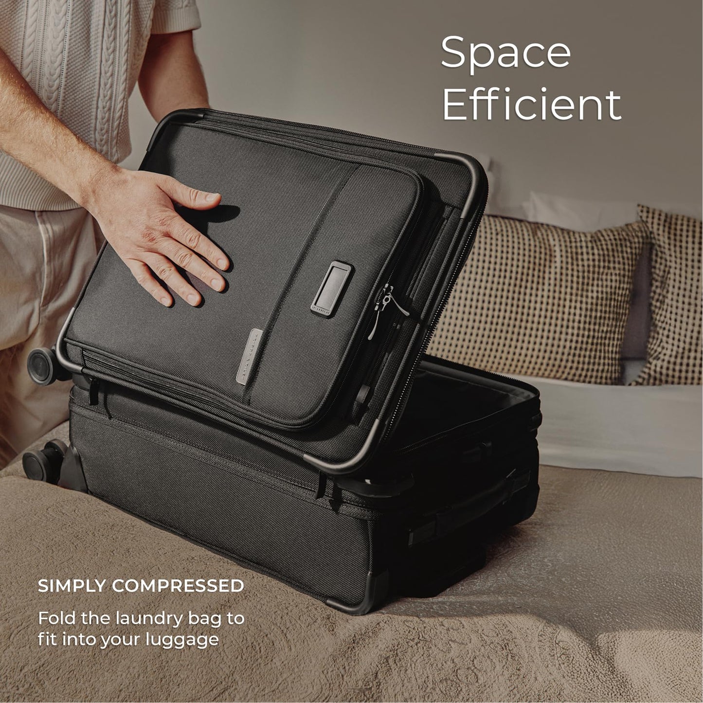 Briggs & Riley Travel Laundry Bag with Drawstring & Carry On Compression Packing Cube Set- Bag Organizer for Suitcase & Luggage, Travel Essentials for Women & Men, Pack Accessories for Vacation- Black