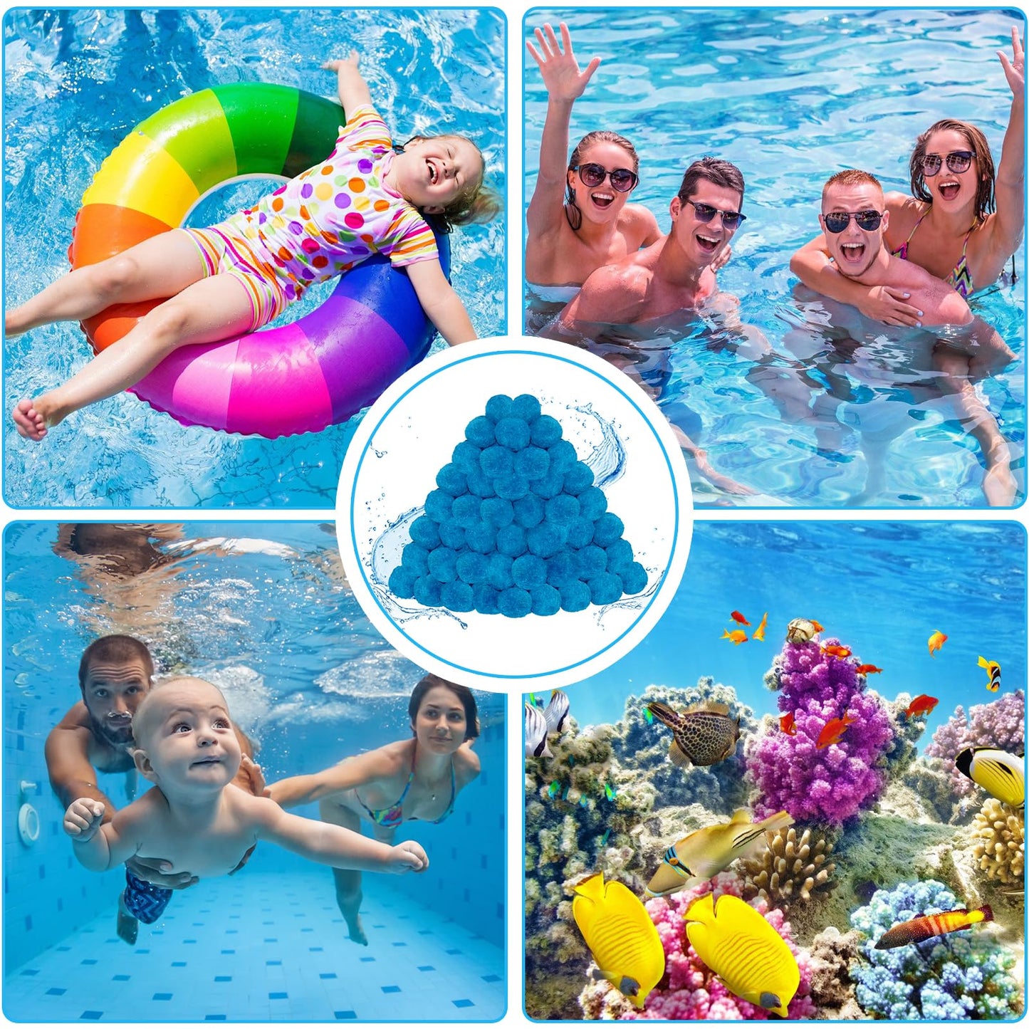 WLLEYAY 5.5 lbs Pool Filter Balls, New Upgrade Efficient Swimming Pool Filter Sand Alternative, Reusable Eco-Friendly Blue Filter Media Balls, Replace 250 lbs Filter Sand, Lasts for Several Seasons