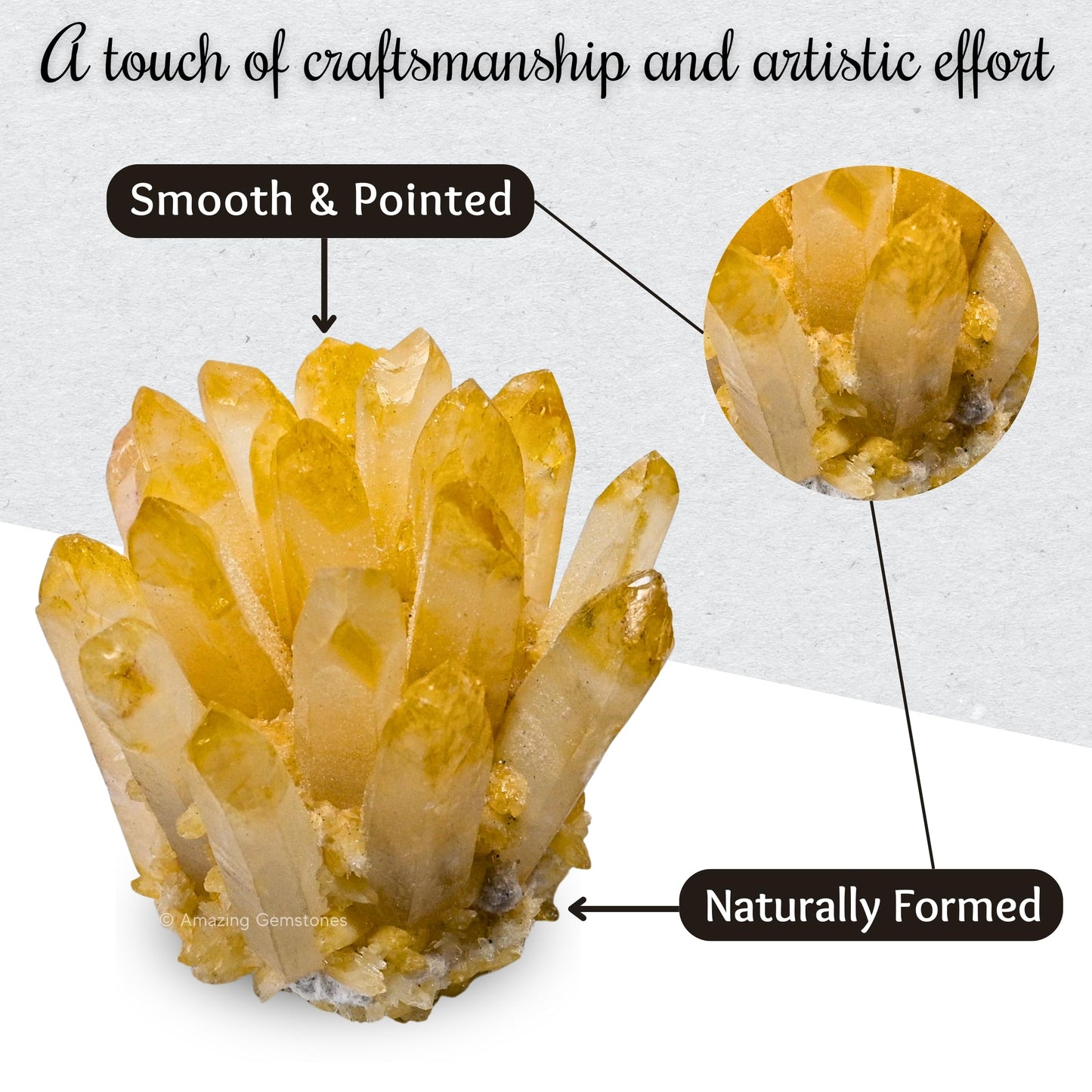 Amazing Gemstone Large Citrine Crystal Cluster Points for Meditation, Home Decor and Gift - Natural Quartz Crystals and Healing Stones for Enhance Energy with Large Crystals Points