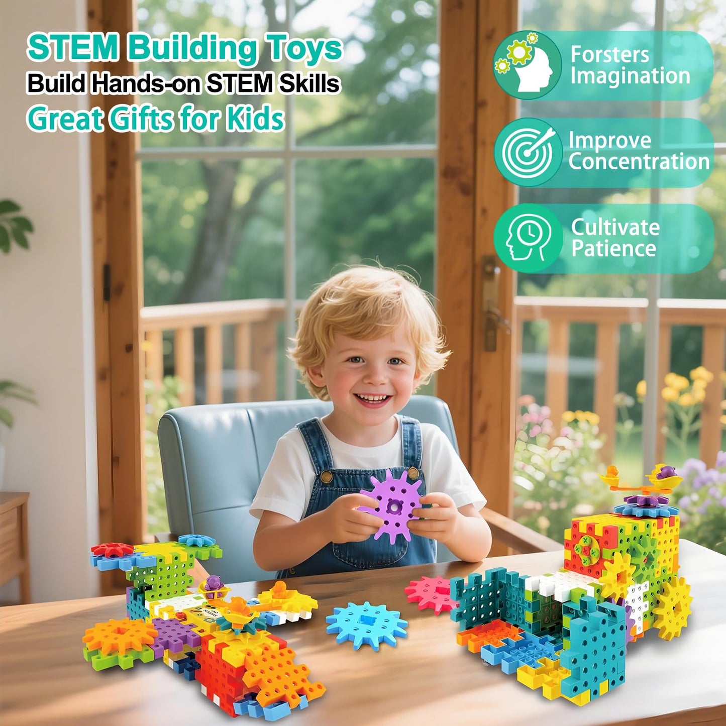 IIROMECI STEM Education Building Toys, 248 PCS Electric Gear Building Blocks Toys Set with Drill, Toddler Screw Toy, Kids Tool Set Construction Toy for Boys Girls Gifts Age 3-8