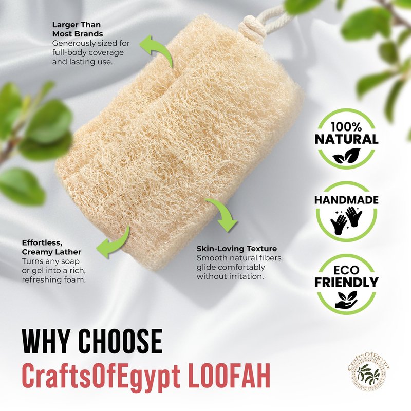 Natural Loofah Sponge – Egyptian Luffa Body Scrubber Pack of 4 for Men & Women, Natural Bath & Shower Loofah Exfoliator, All Natural Loofah Sponges for Face Back & Body, 6" x 6"