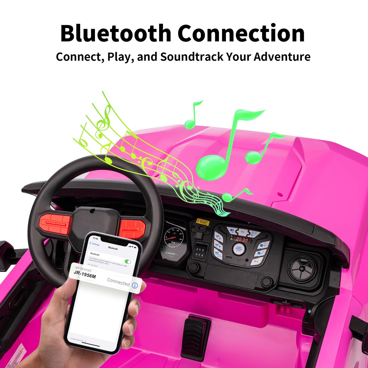 Hikiddo 24V 2 Seater Ride on Toy for Big Kids, Electric SUV Kids Car to Drive with Parent Remote, 2WD/4WD Switchable - Pink