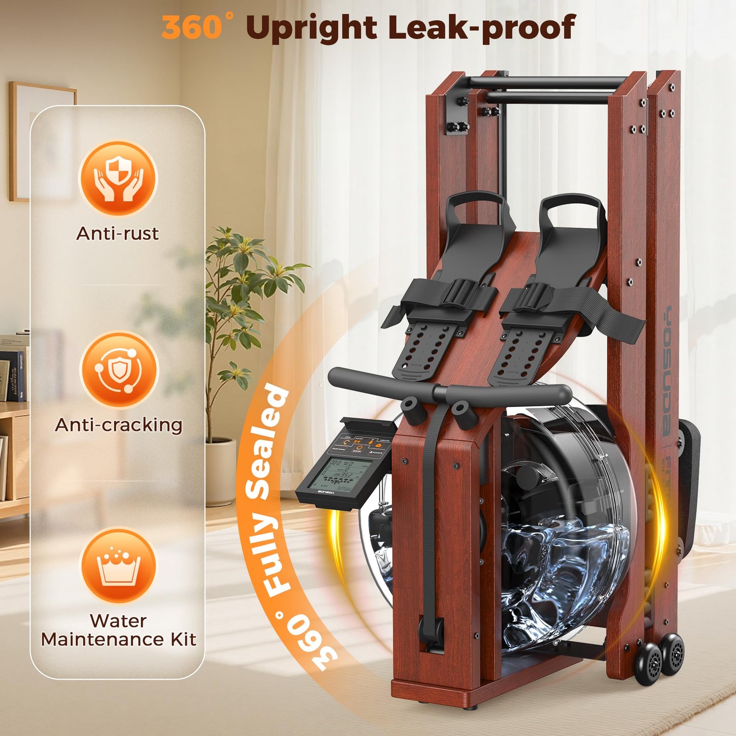 YOSUDA Water Rowing Machines for Home Use- Foldable Rower Machine 400LBS Weight Capacity with Dedicated Monitor & Bluetooth APP, Comfortable Seat