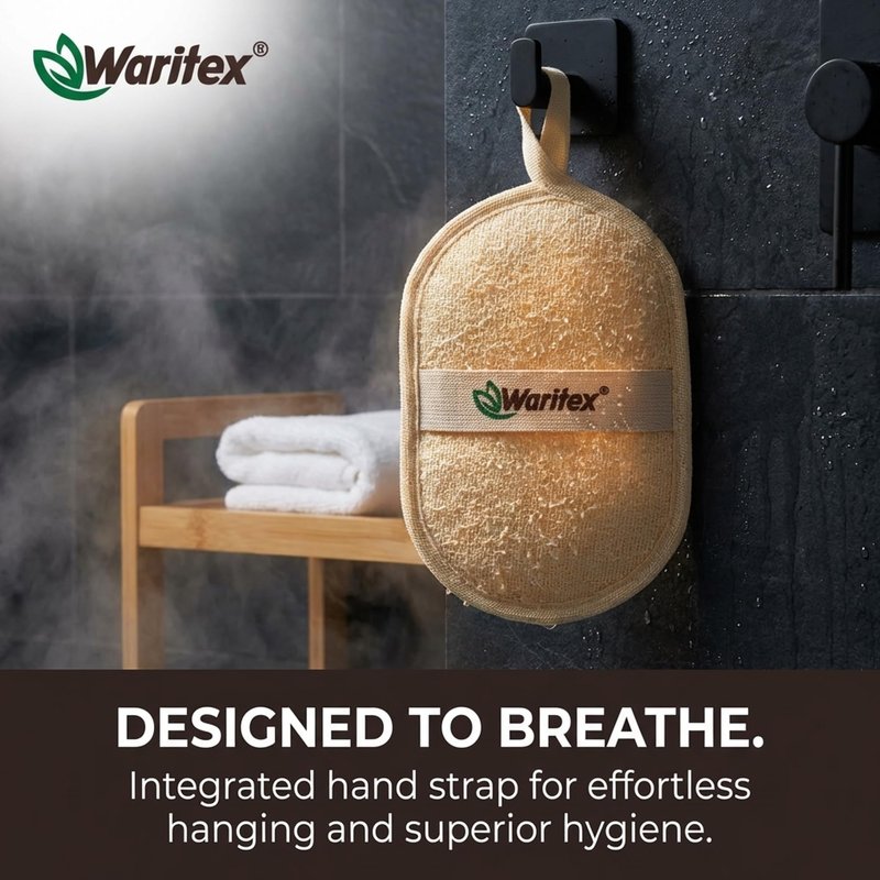 Waritex Egyptian Loofah Oval Exfoliating Body Scrubbers [3 Pack] - Loofah Shower Pads with Hand Strap for Gentle Skin Exfoliation, Smooth & Refreshing Skin, Face and Body