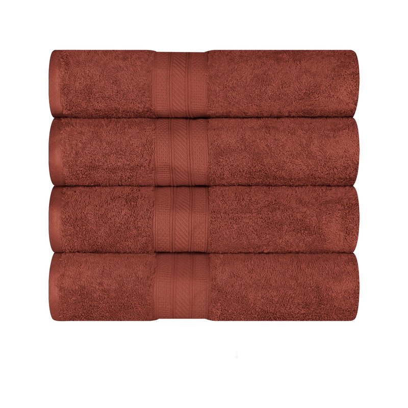 Superior Long Staple 100% Combed Cotton 700GSM Solid Highly-Absorbent 4-Piece Bath Towel Set for Bathroom, Shower, Kitchen-Super Soft, Plush, Highly Absorbent, Assorted 4-Piece Towels, Hot Chocolate