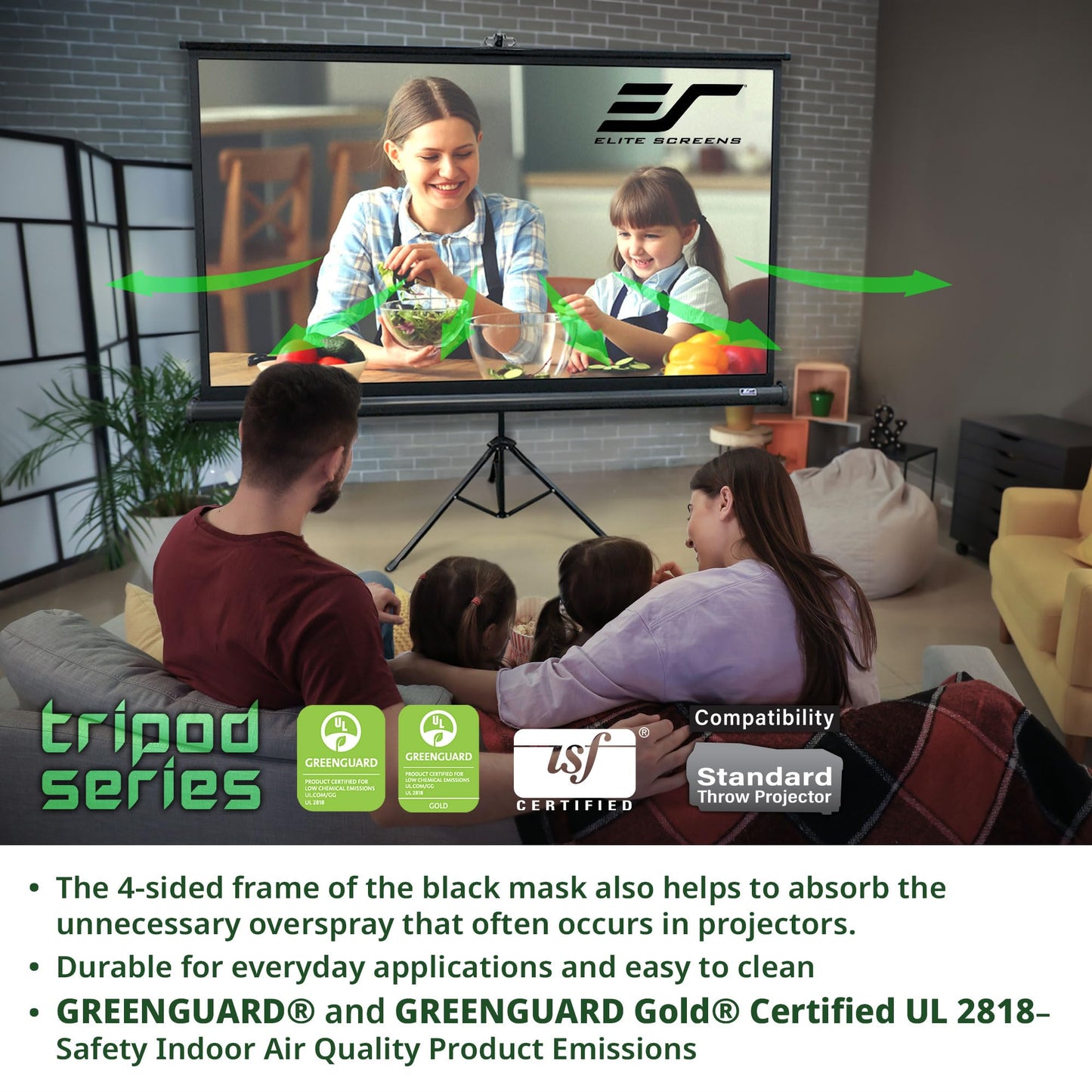 Elite Screens Tripod Series, 119-INCH 1:1, 16:9, 4:3 Adjustable Multi Aspect Ratio Portable Indoor Outdoor Projector Screen, 8K / 4K Ultra HD 3D Ready, 2-Year Warranty, T119NWS1 - White Case