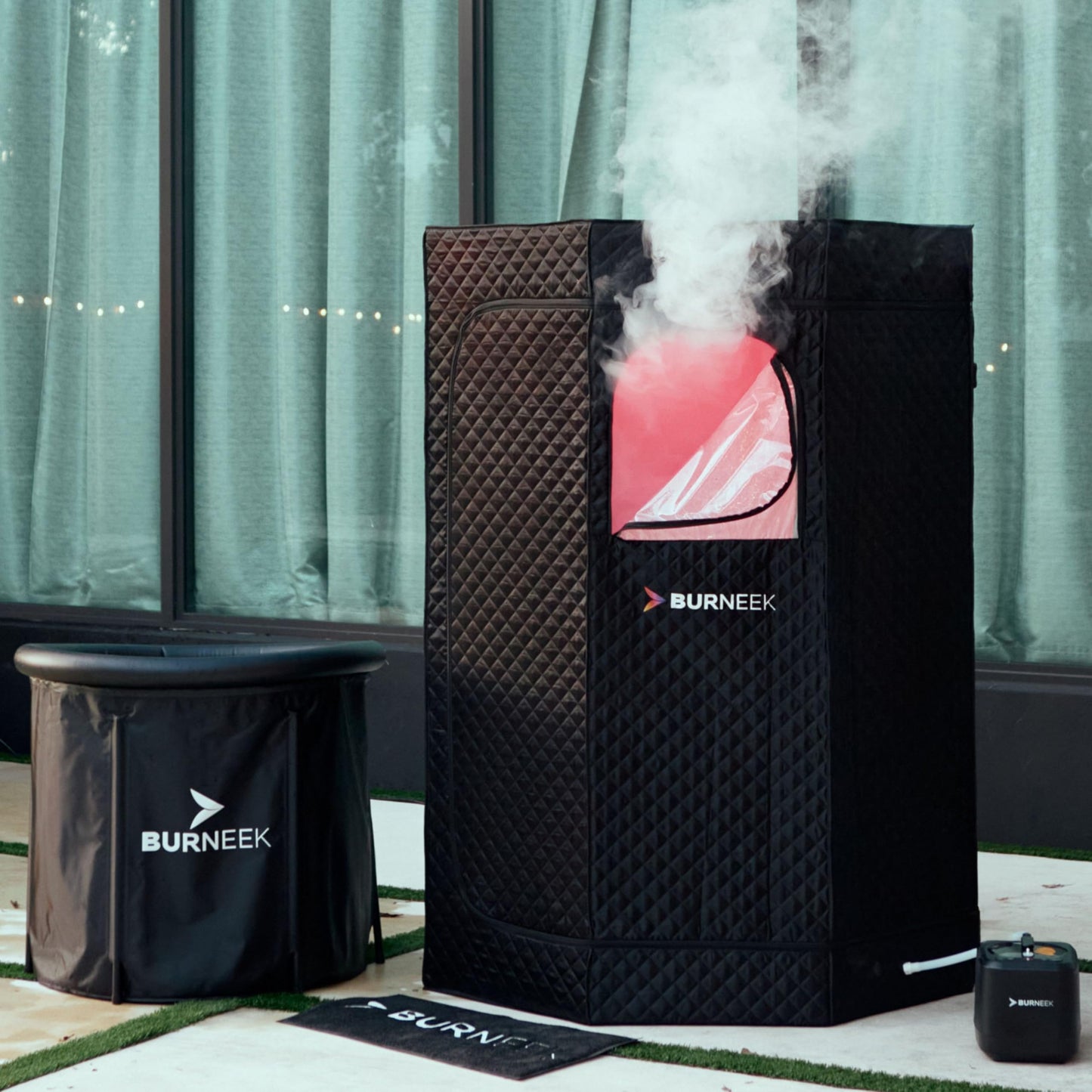 Burneek® Halo Sauna - Heats to 150°F - 1500W Steam Unit, Insulated Cover, Portable Chair, Floor Mat, Remote Control, & Carry Bag - Home Spa for Recovery - 1-Year Warranty Recovery Bundle